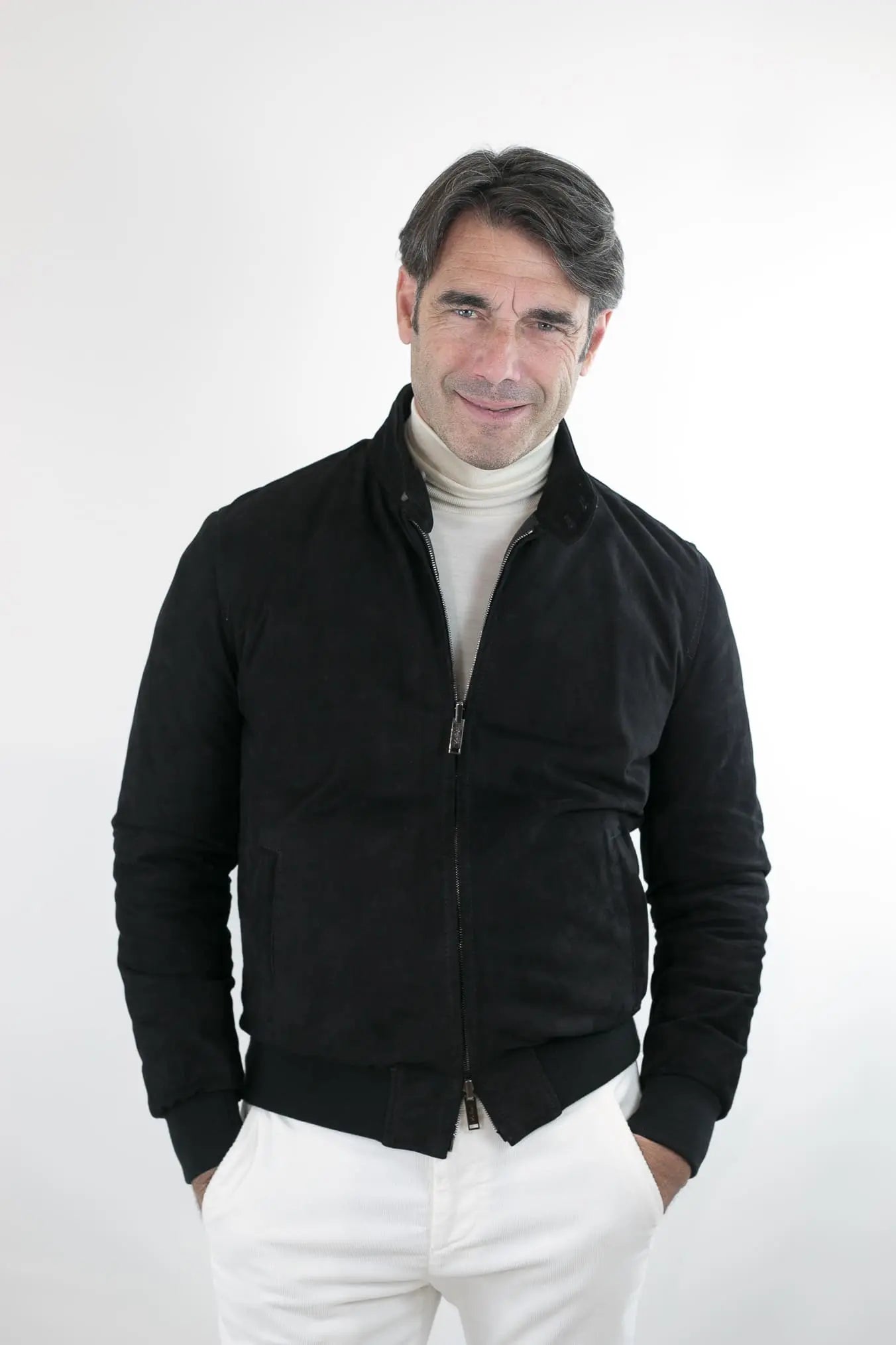 Giubbino Reversibile in Suede e Piuma D'Oca Nero - Guarino Store