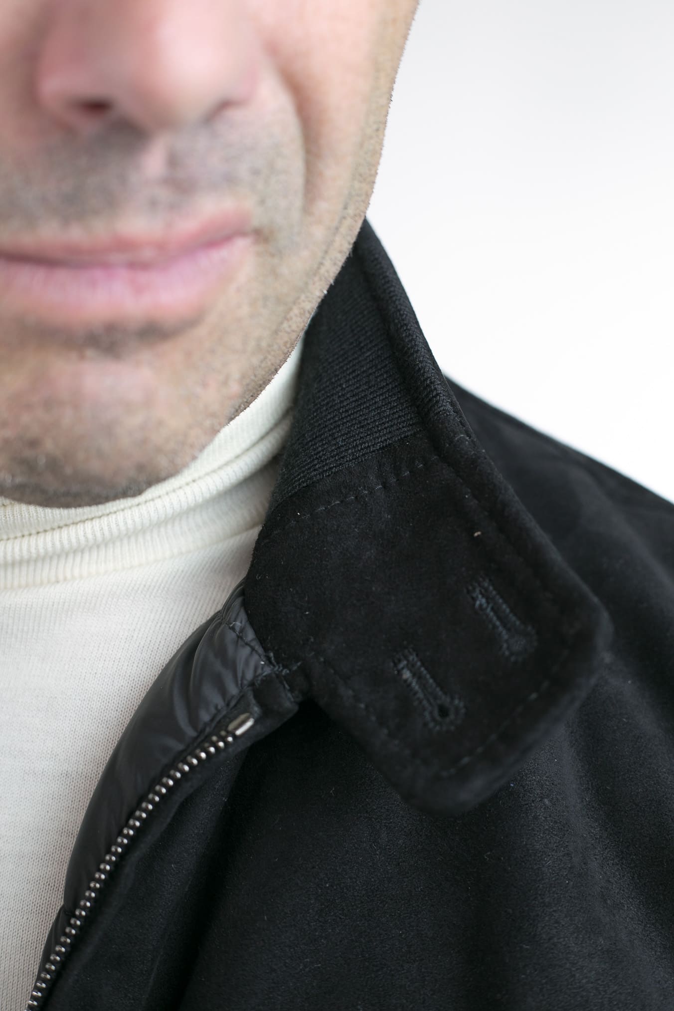 Giubbino Reversibile in Suede e Piuma D'Oca Nero - Guarino Store