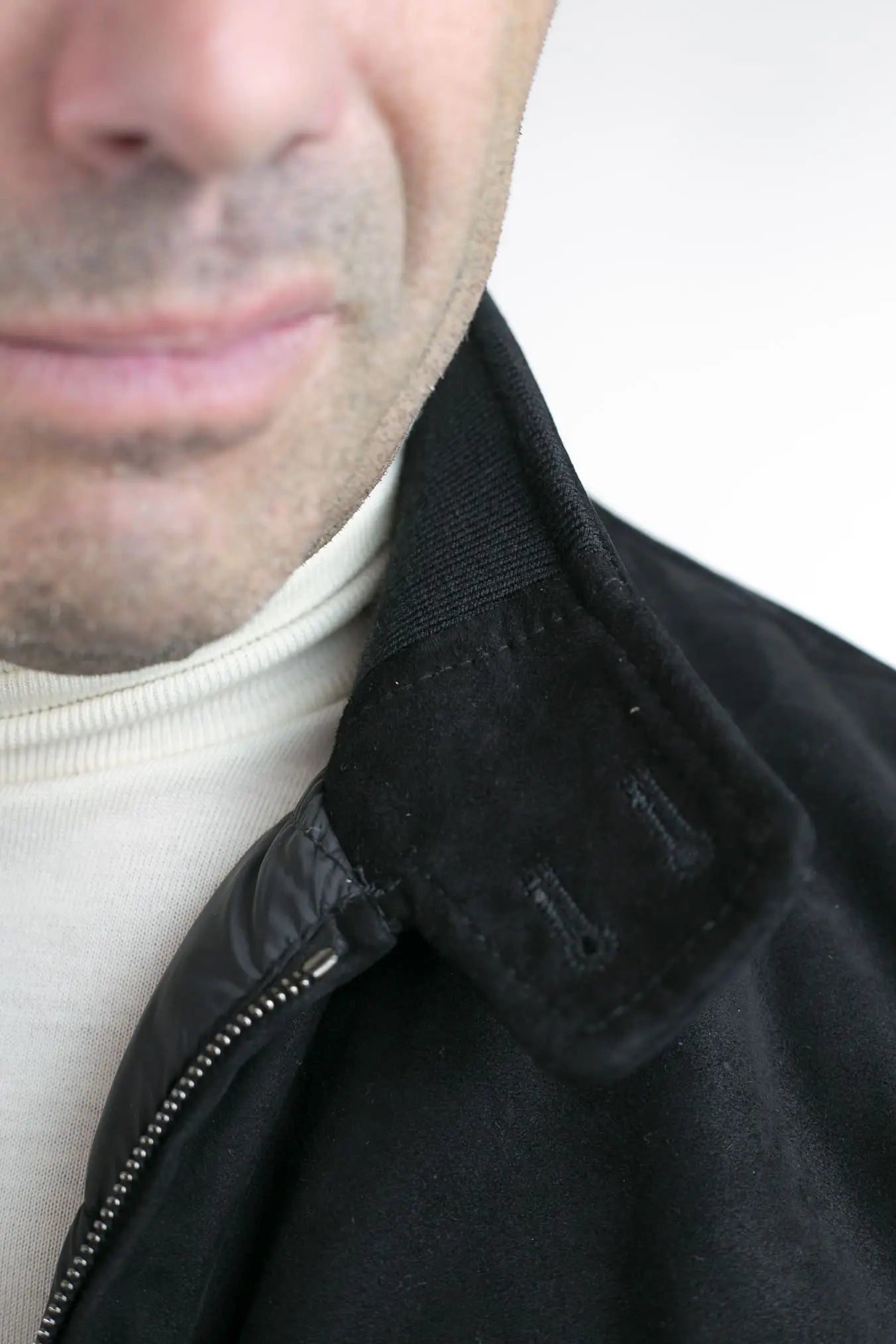 Giubbino Reversibile in Suede e Piuma D'Oca Nero - Guarino Store