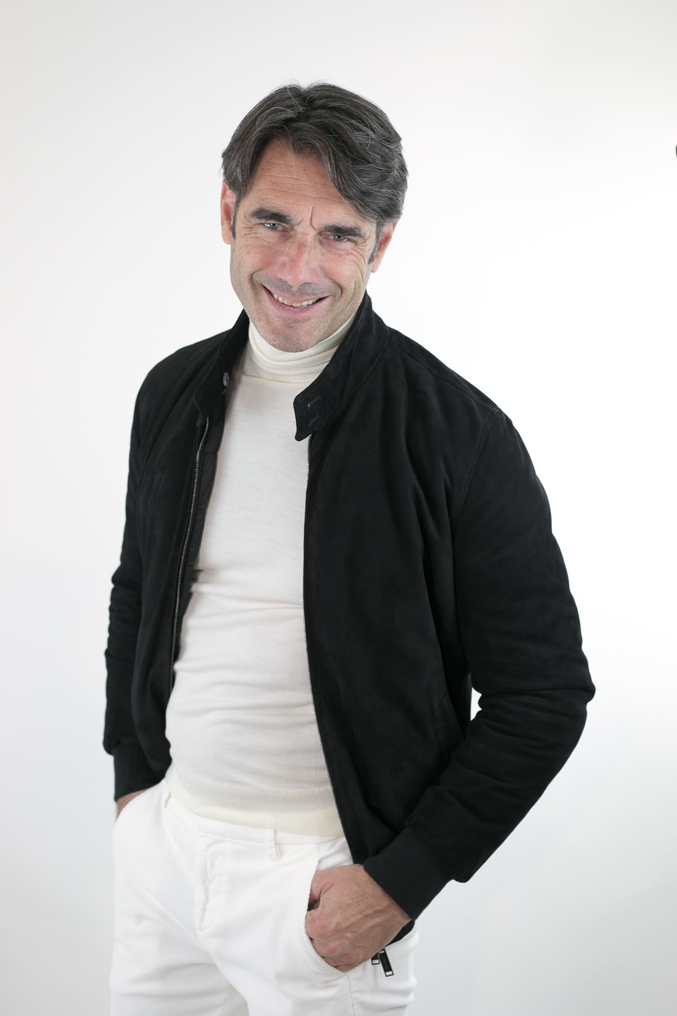 Giubbino Reversibile in Suede e Piuma D'Oca Nero - Guarino Store