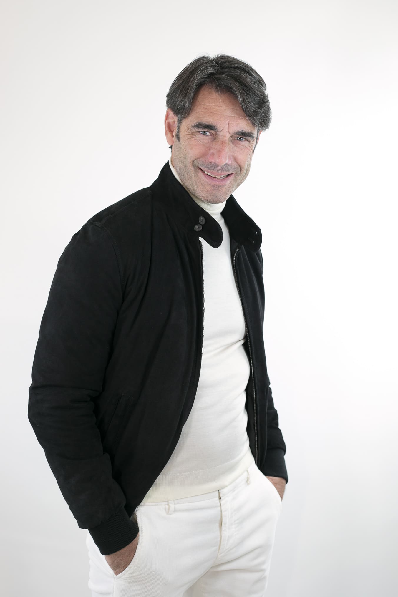 Giubbino Reversibile in Suede e Piuma D'Oca Nero - Guarino Store