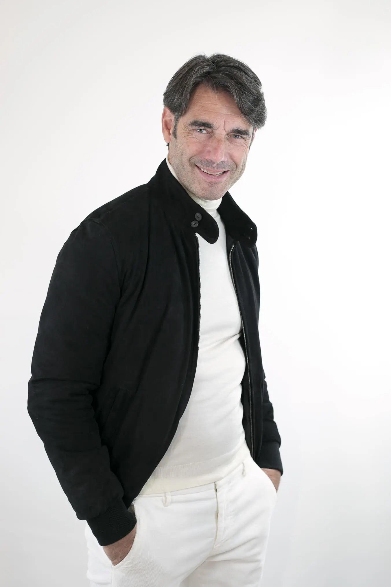 Giubbino Reversibile in Suede e Piuma D'Oca Nero - Guarino Store