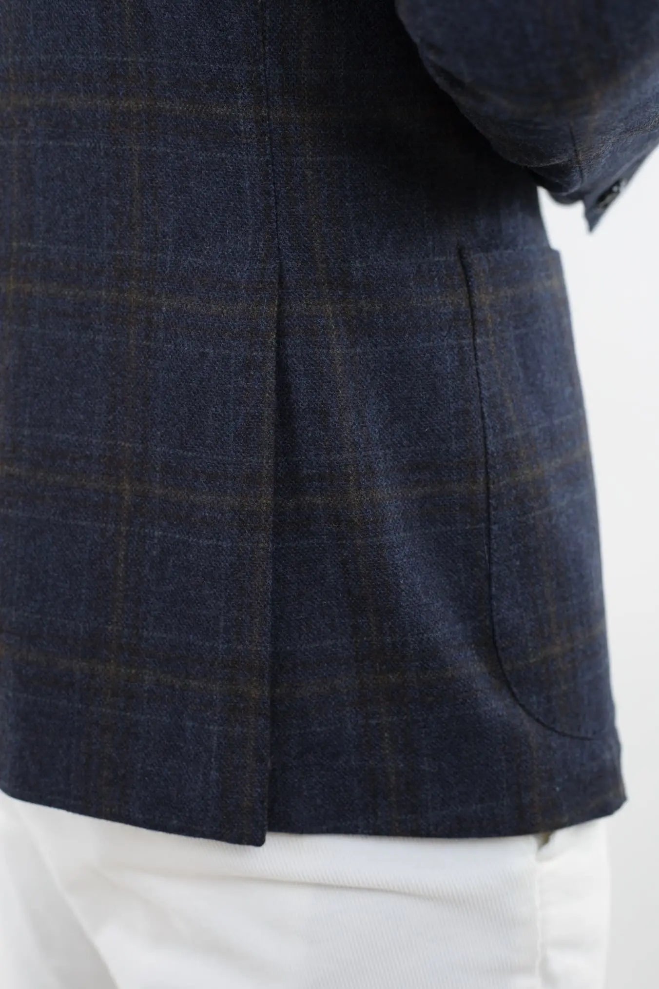 Giacca Check Blu e Marrone Lana e Cashmere - Guarino Store