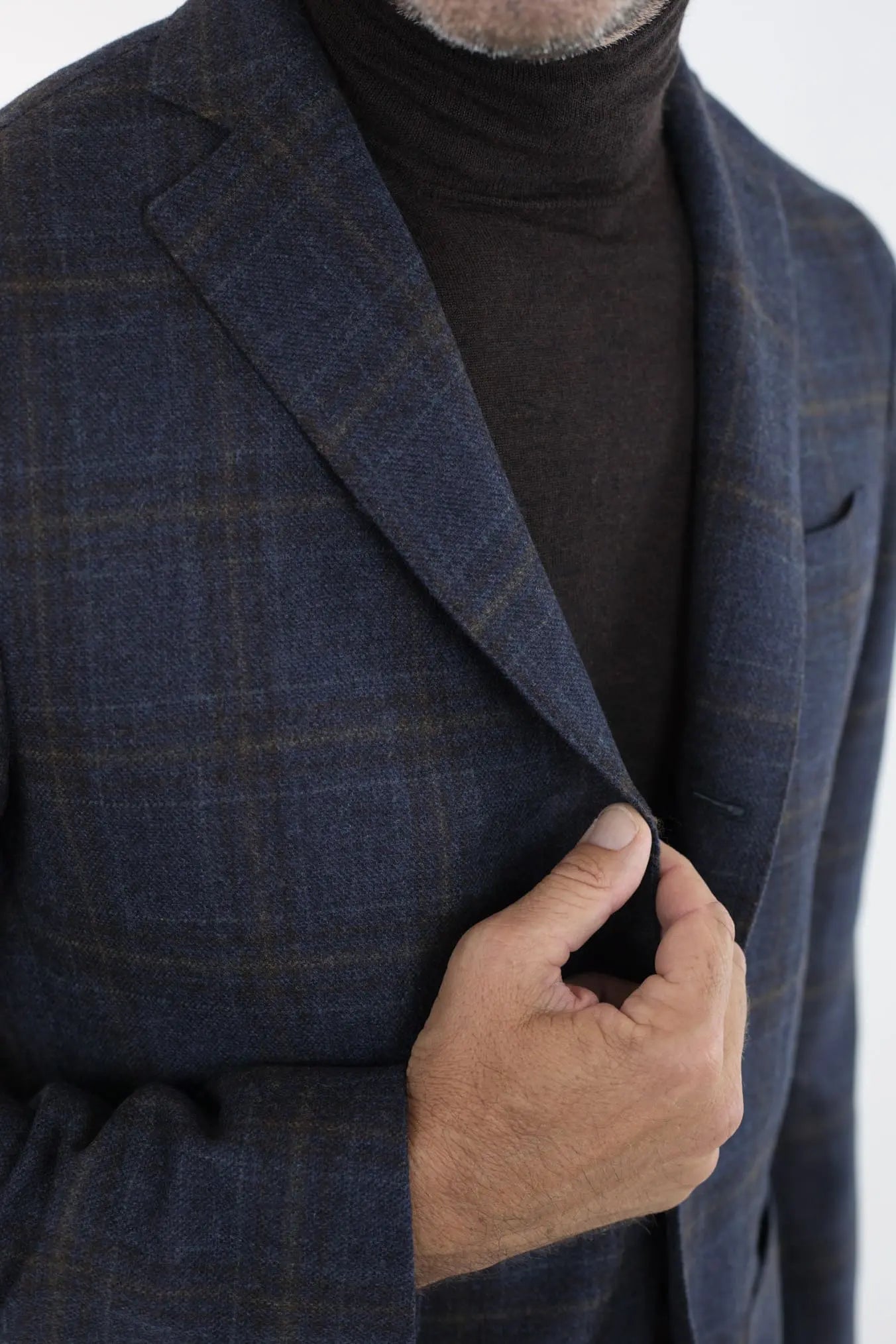 Giacca Check Blu e Marrone Lana e Cashmere - Guarino Store