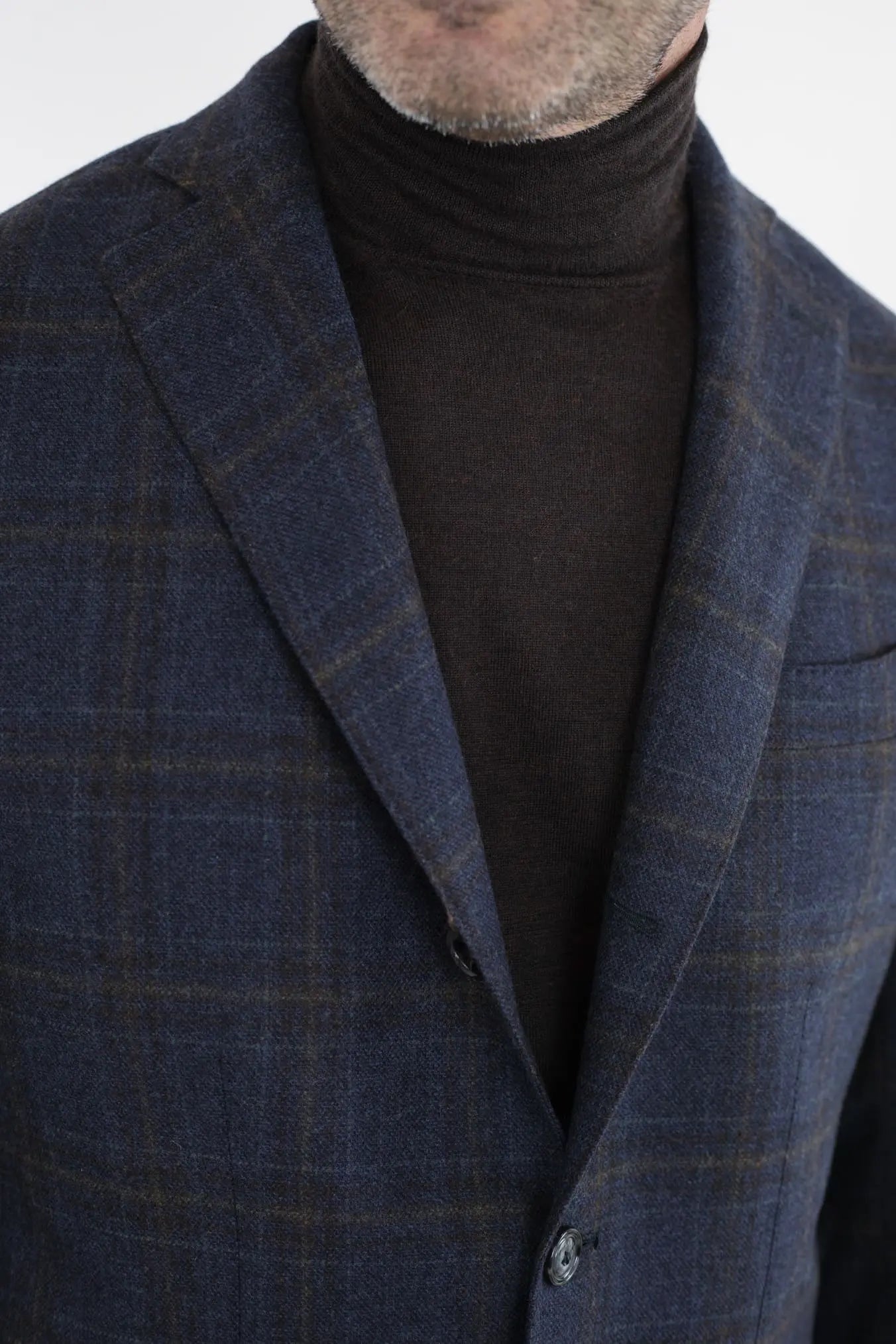 Giacca Check Blu e Marrone Lana e Cashmere - Guarino Store