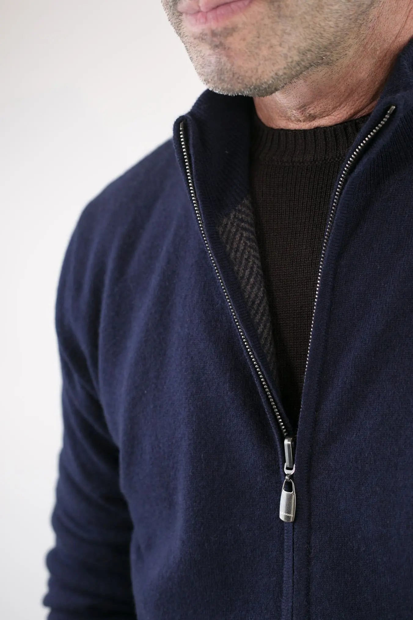Pullover Reversibile Full Zip Blu/Marrone Chevron - Guarino Store