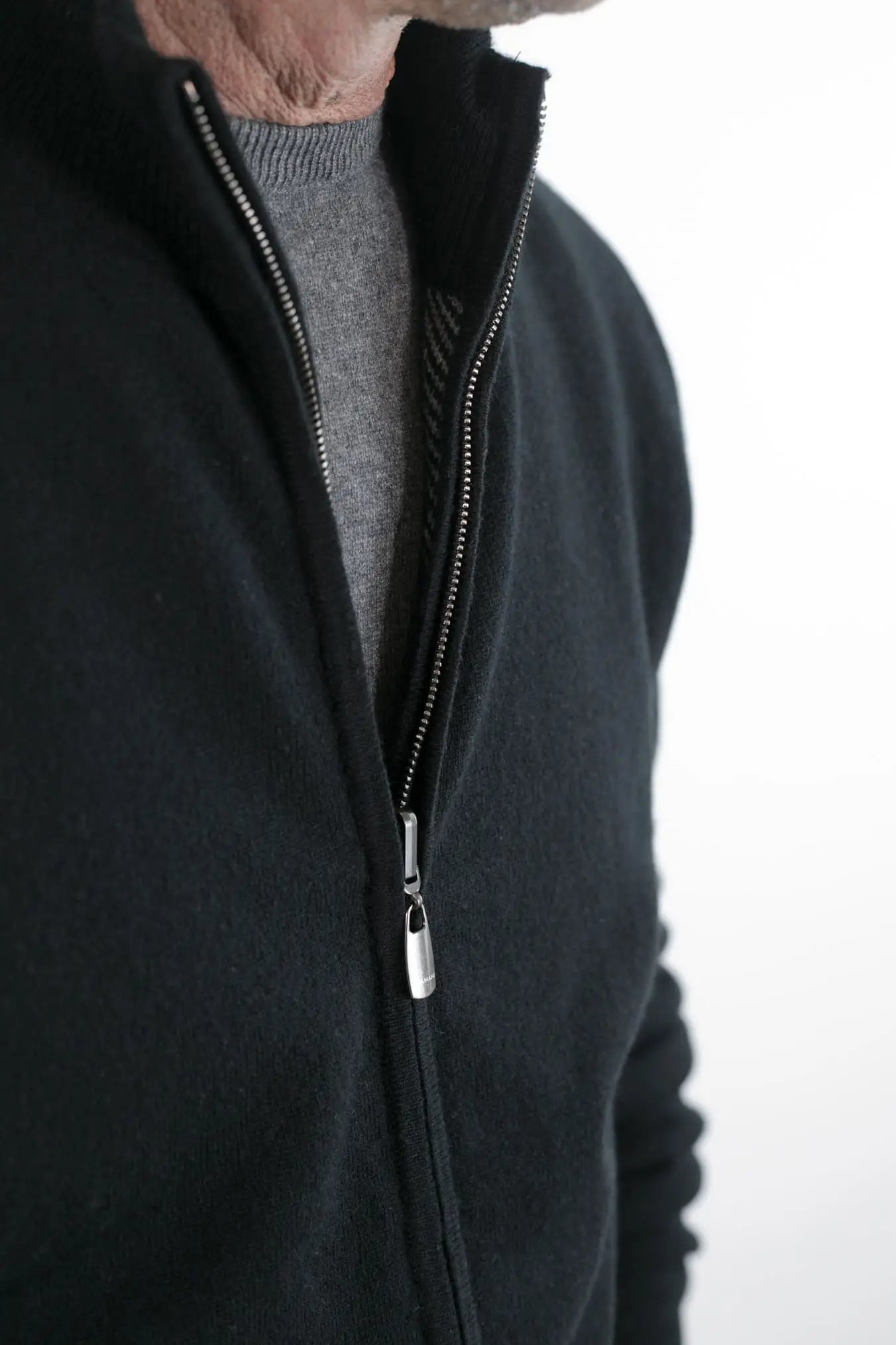 Pullover Reversibile Full Zip Nero/Grigio Chevron - Guarino Store