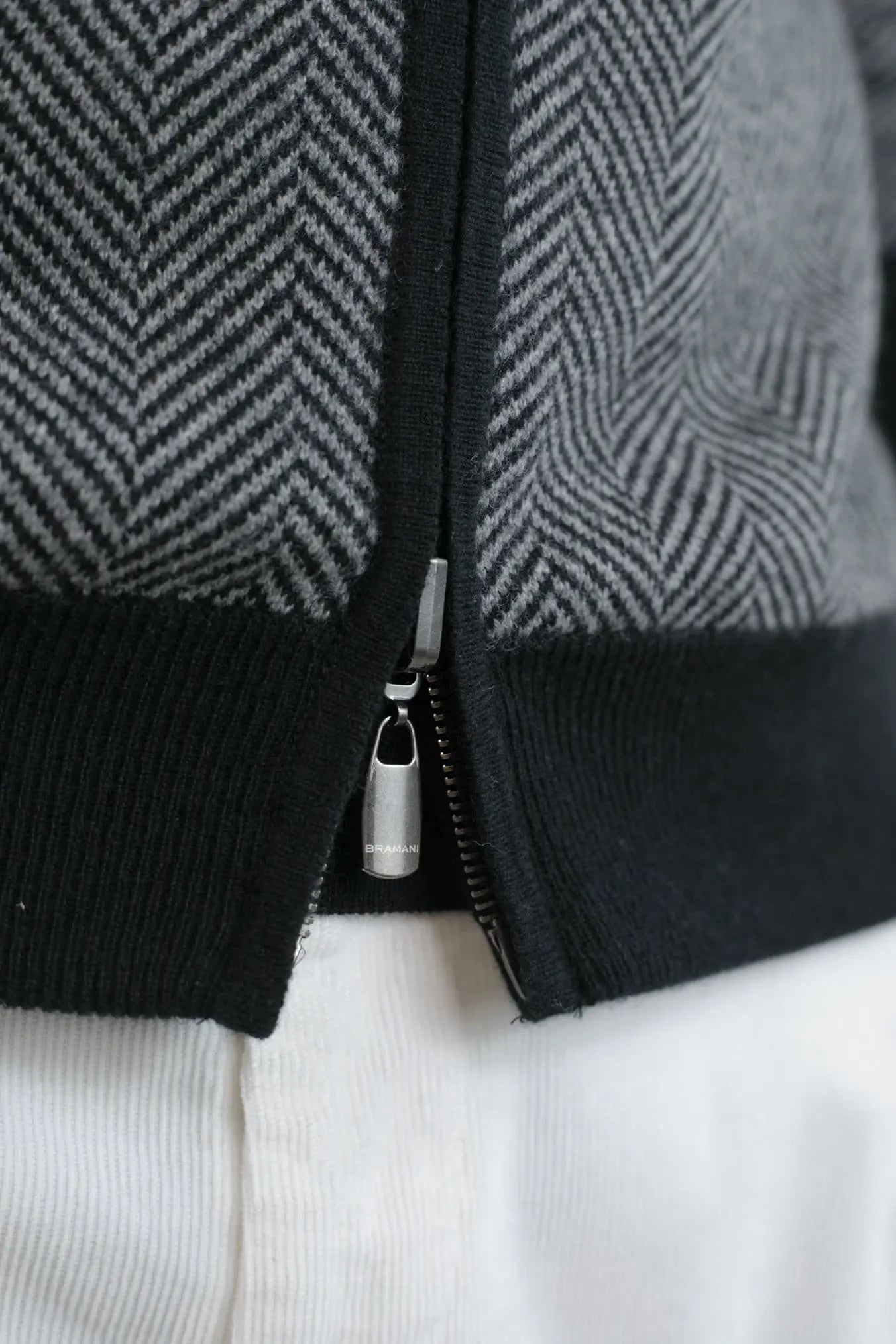 Pullover Reversibile Full Zip Nero/Grigio Chevron - Guarino Store