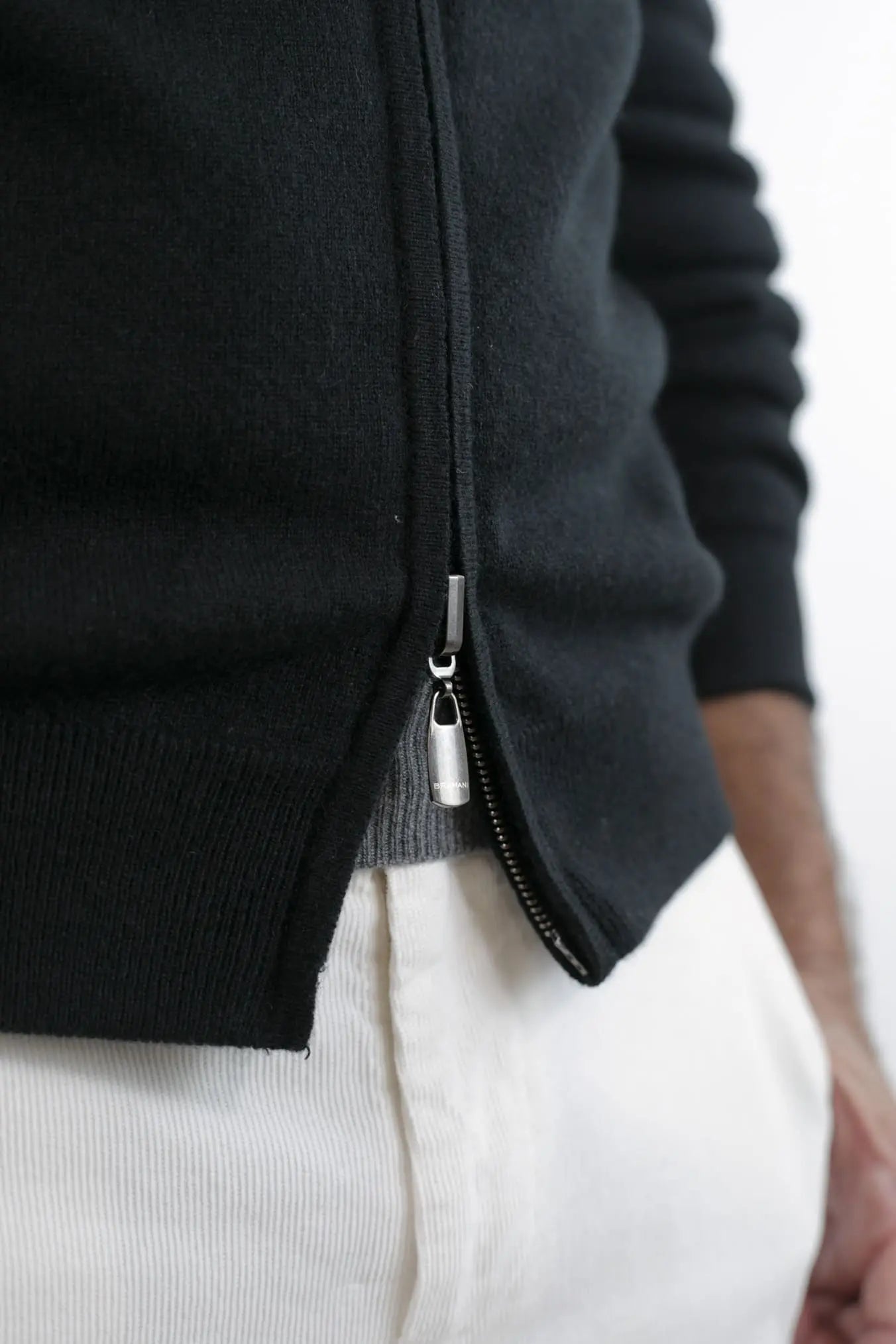 Pullover Reversibile Full Zip Nero/Grigio Chevron - Guarino Store