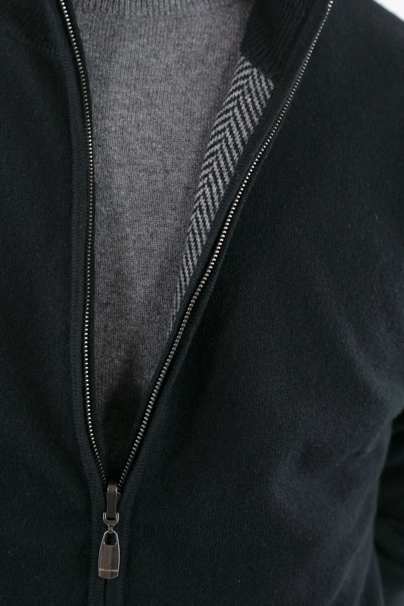 Pullover Reversibile Full Zip Nero/Grigio Chevron - Guarino Store