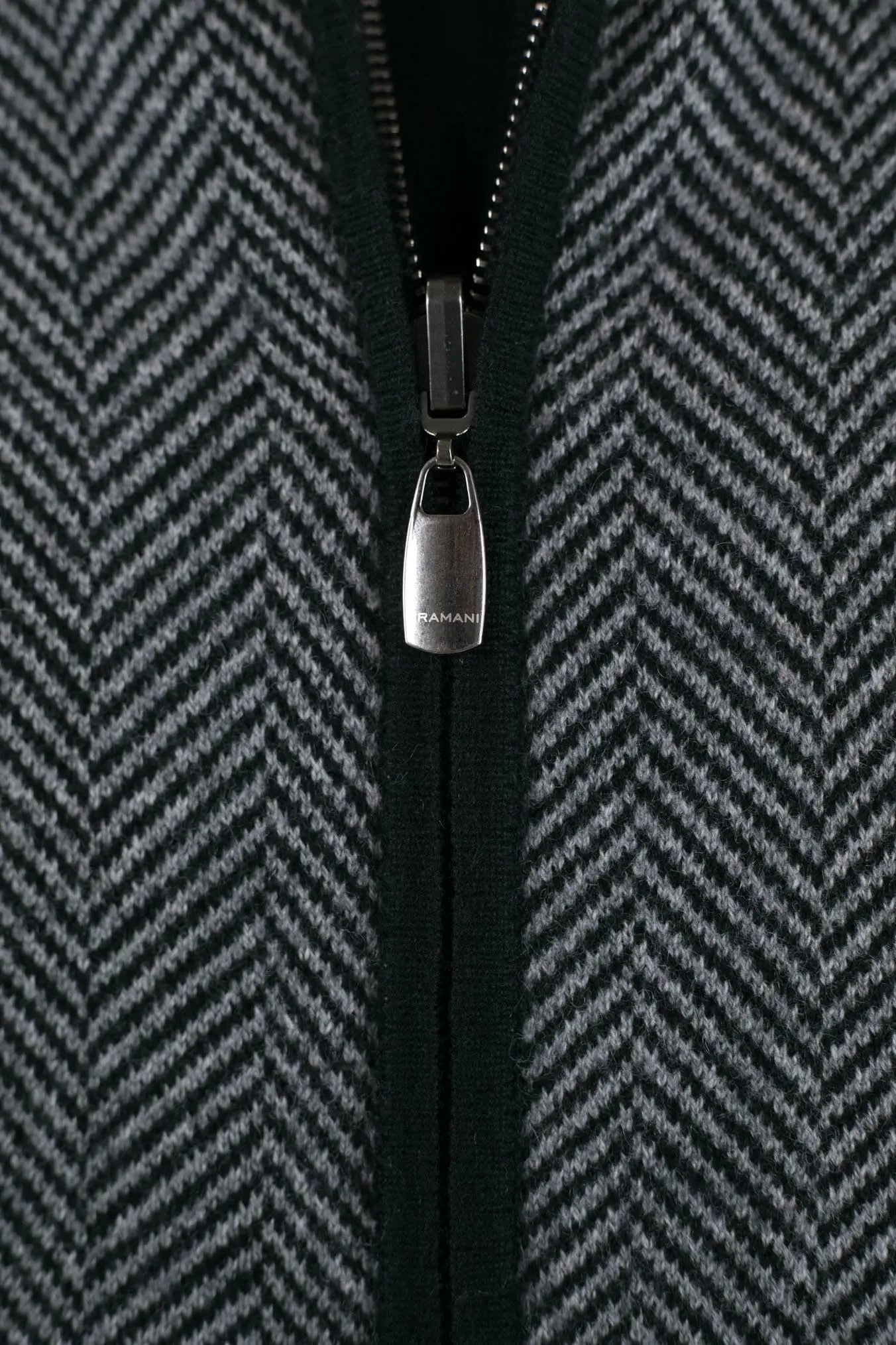 Pullover Reversibile Full Zip Nero/Grigio Chevron - Guarino Store