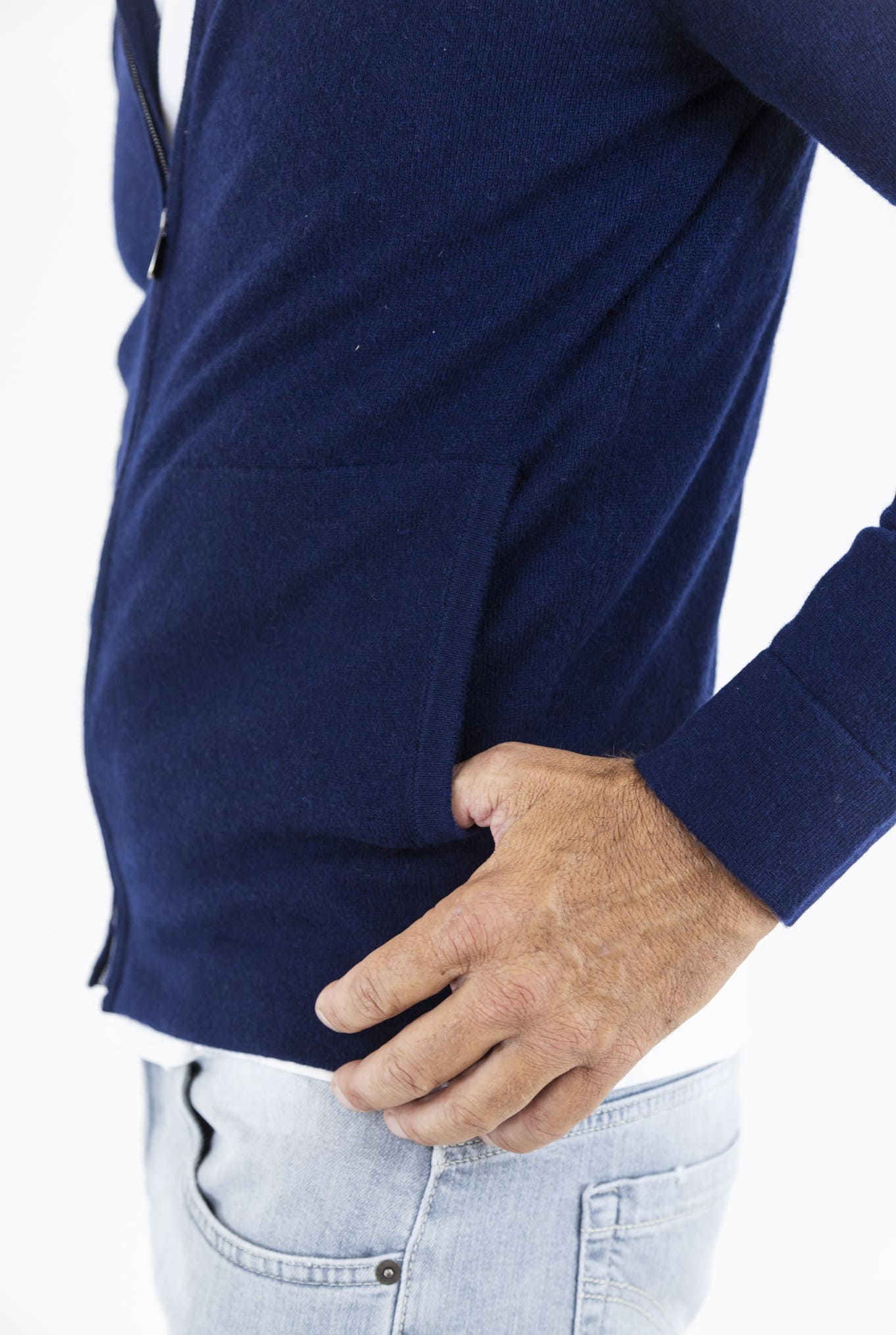 Felpa Cappuccio Cashmere Blu Navy - Guarino Store