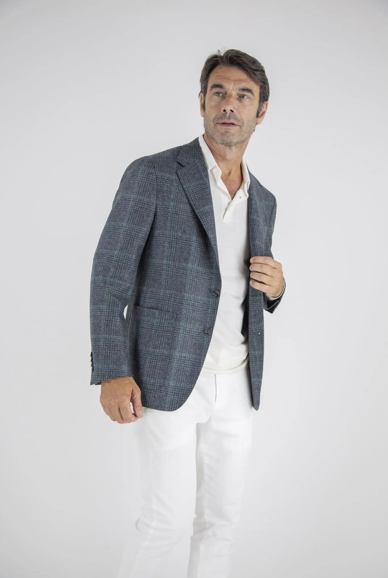 Giacca Principe di Galles Lana Blu Verde - Guarino Store