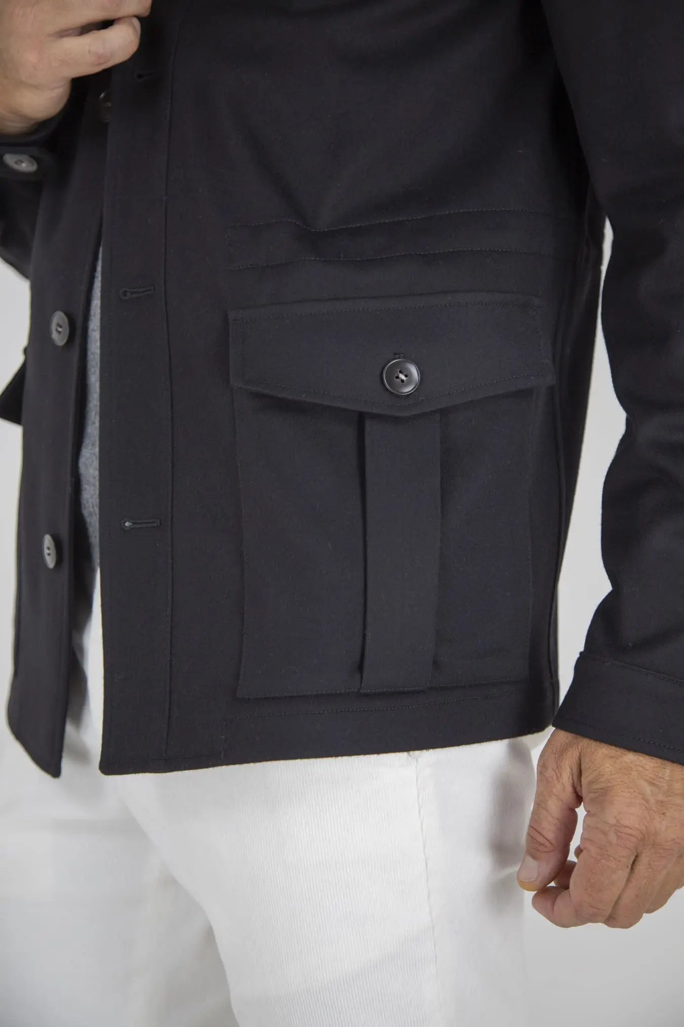 Overshirt in Lana Super 170's e Cashmere Blu Scuro - Guarino Store