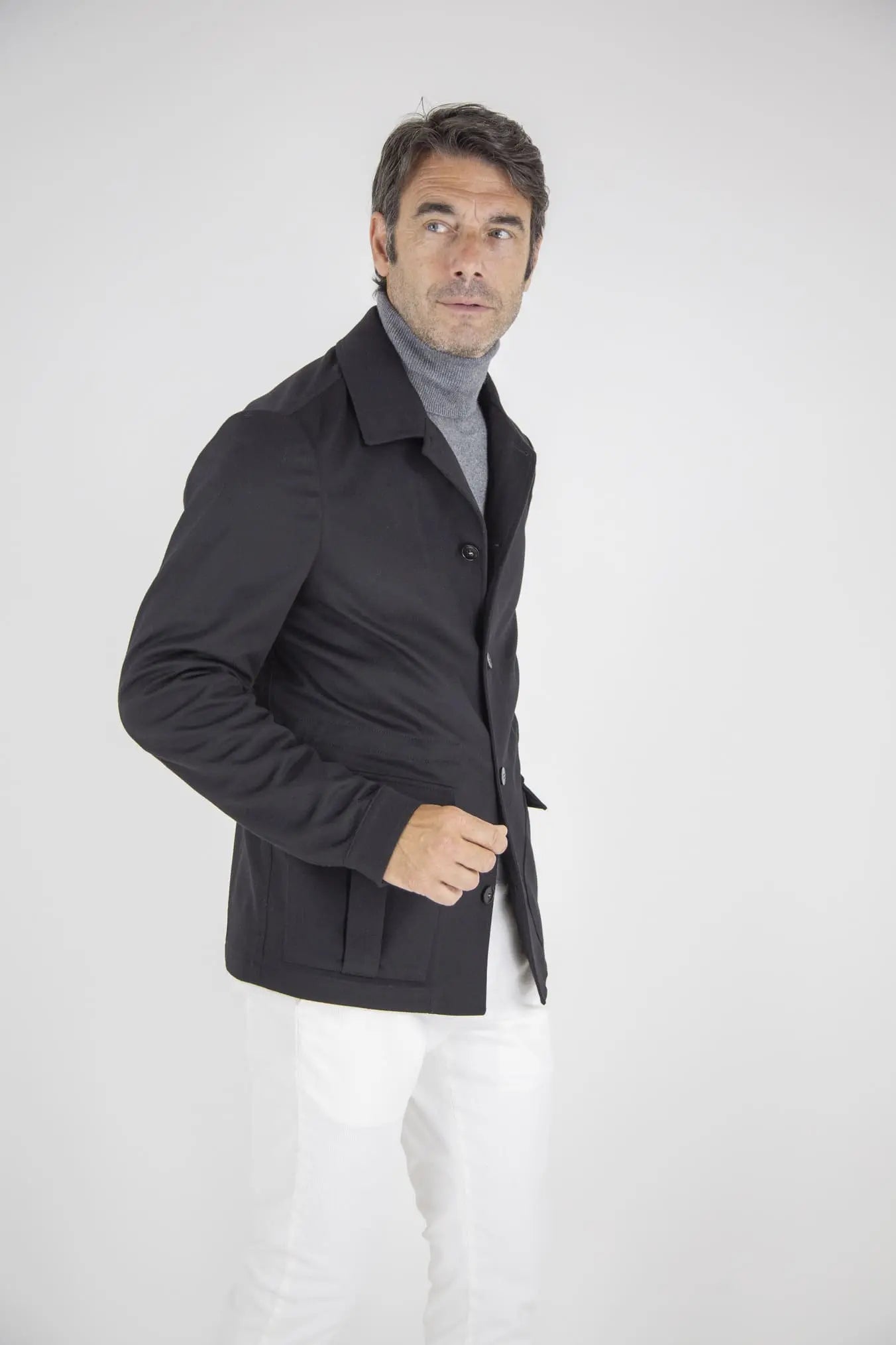 Overshirt in Lana Super 170's e Cashmere Blu Scuro - Guarino Store