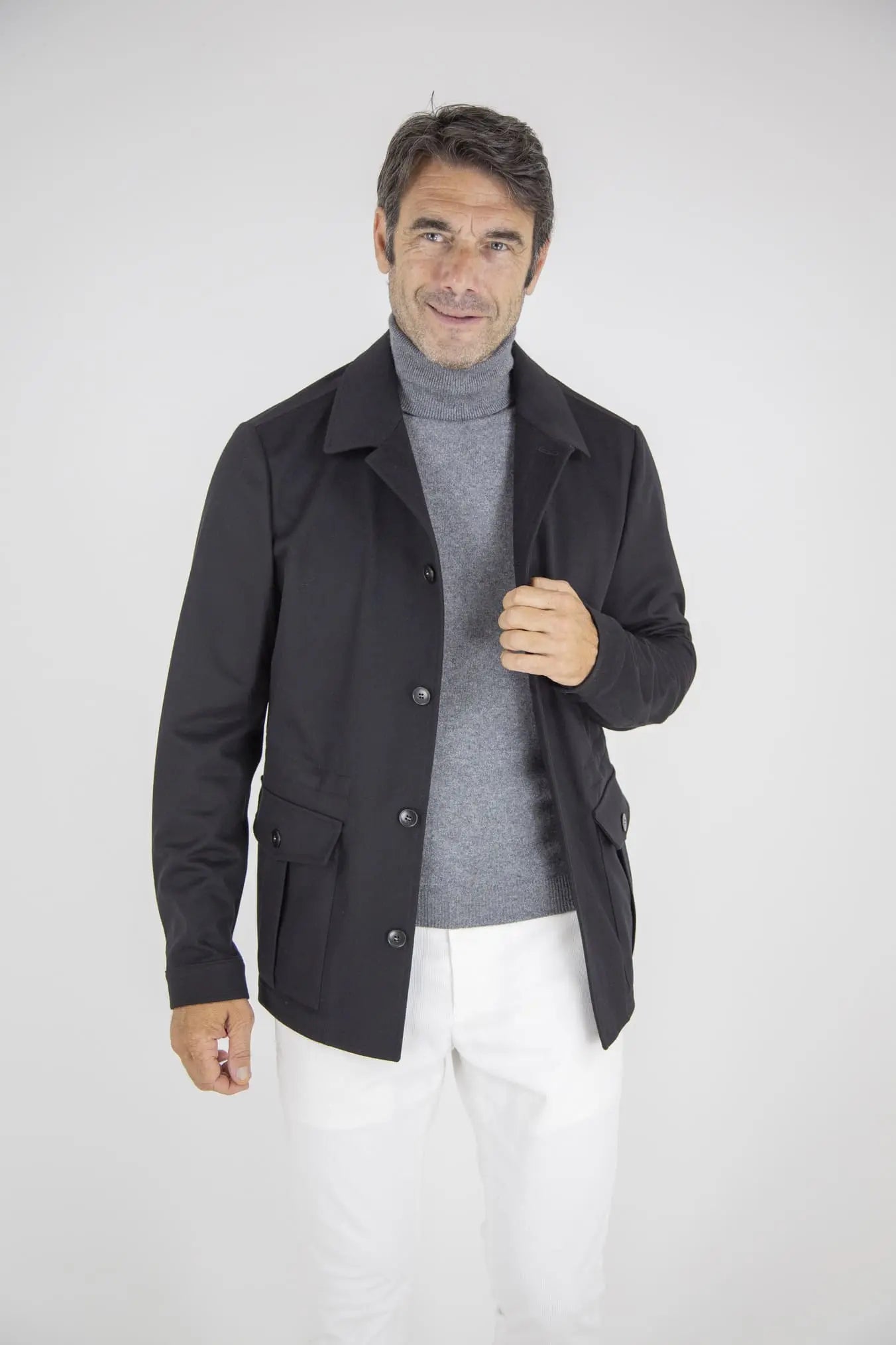 Overshirt in Lana Super 170's e Cashmere Blu Scuro - Guarino Store