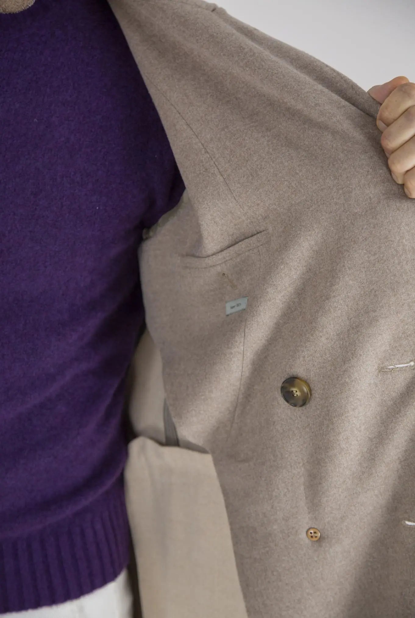 Cappotto Doppiopetto Lana Super 180's Beige Chiaro - Guarino Store