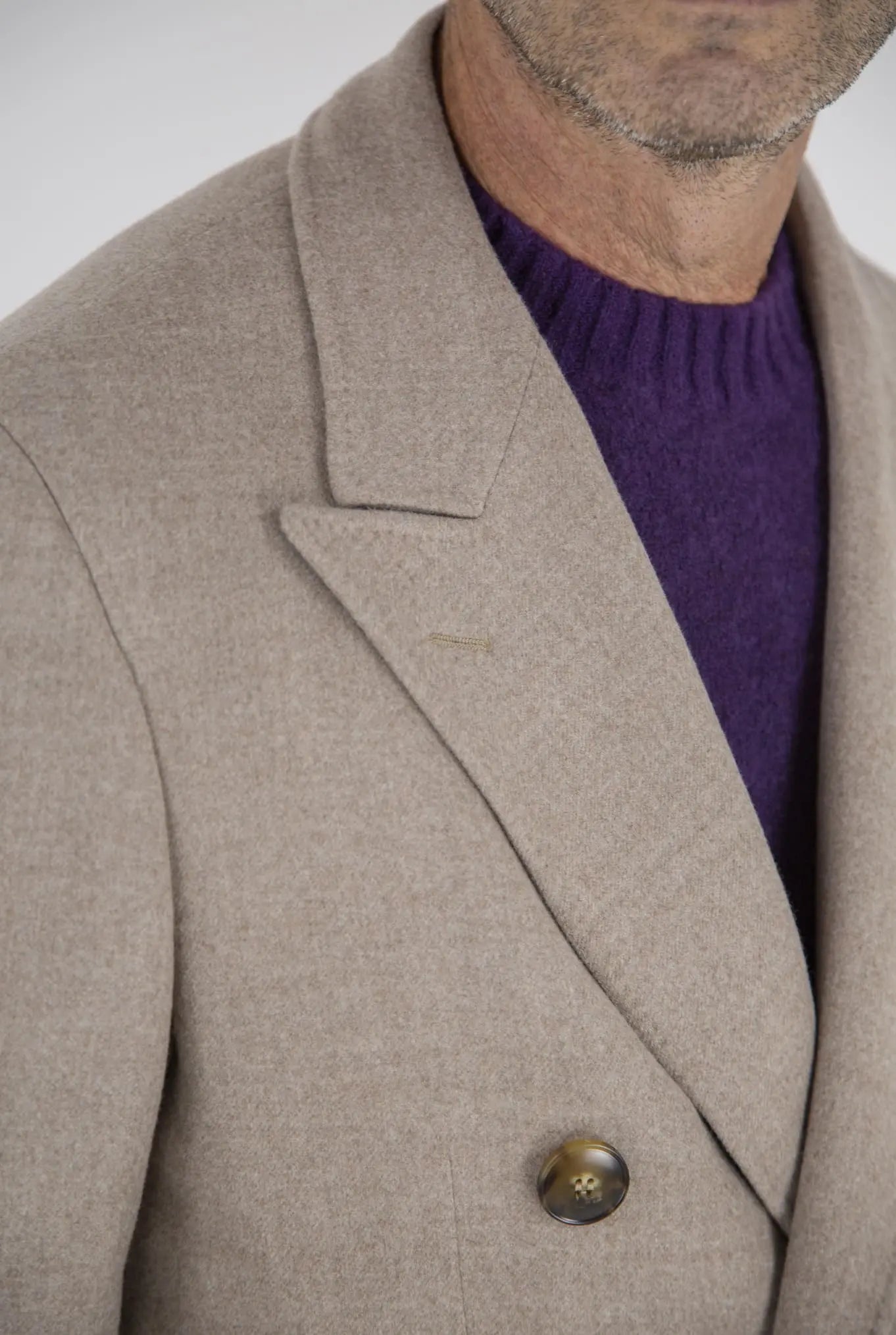 Cappotto Doppiopetto Lana Super 180's Beige Chiaro - Guarino Store