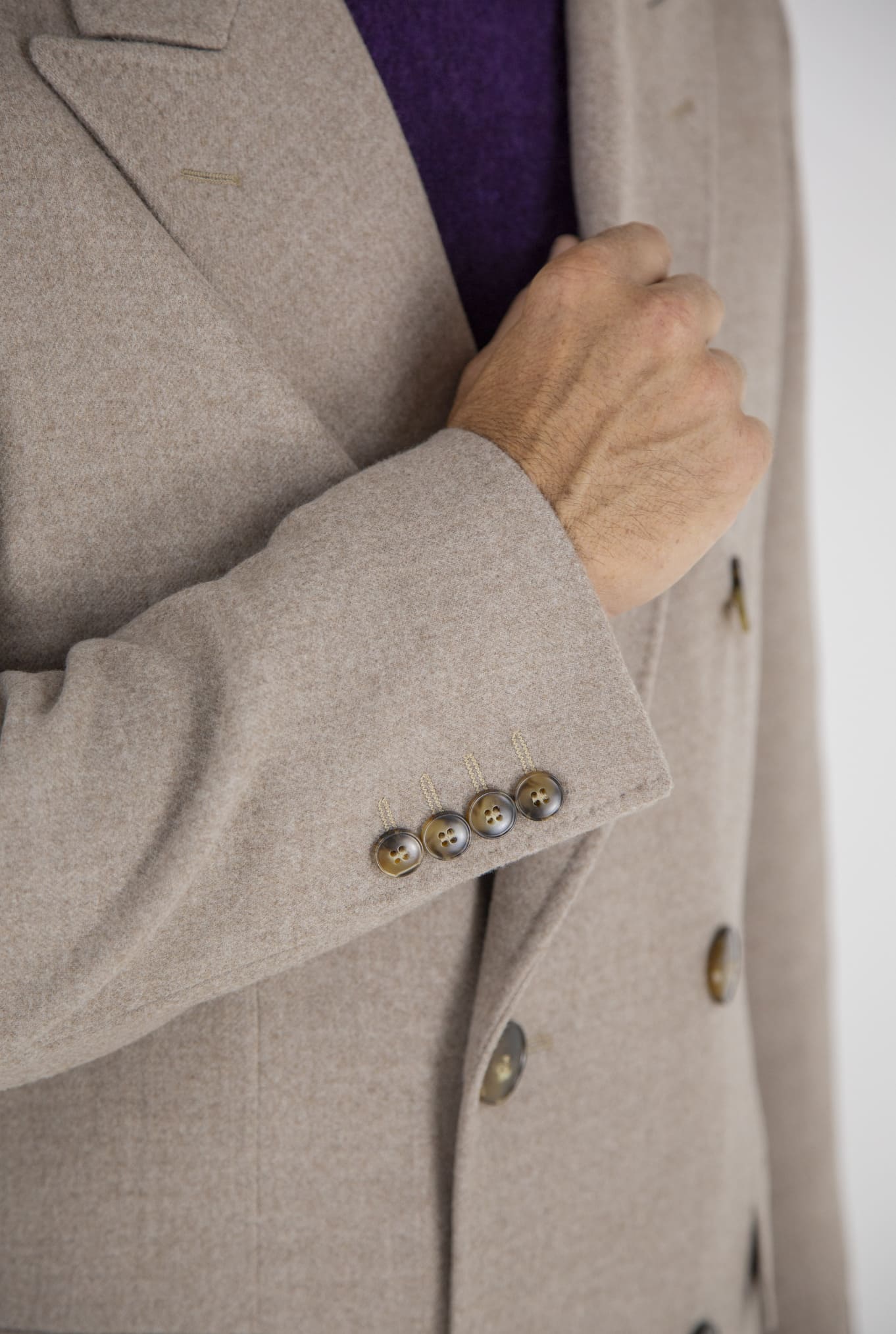 Cappotto Doppiopetto Lana Super 180's Beige Chiaro - Guarino Store