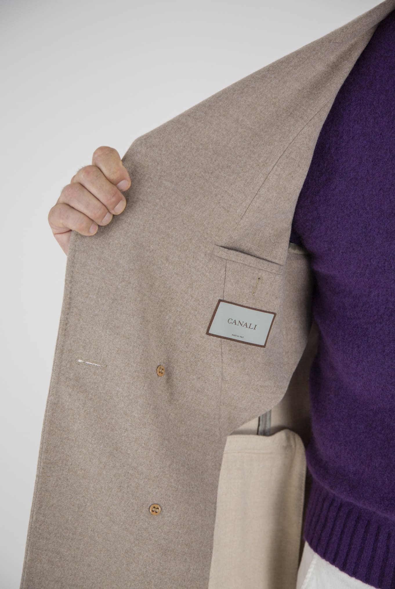 Cappotto Doppiopetto Lana Super 180's Beige Chiaro - Guarino Store