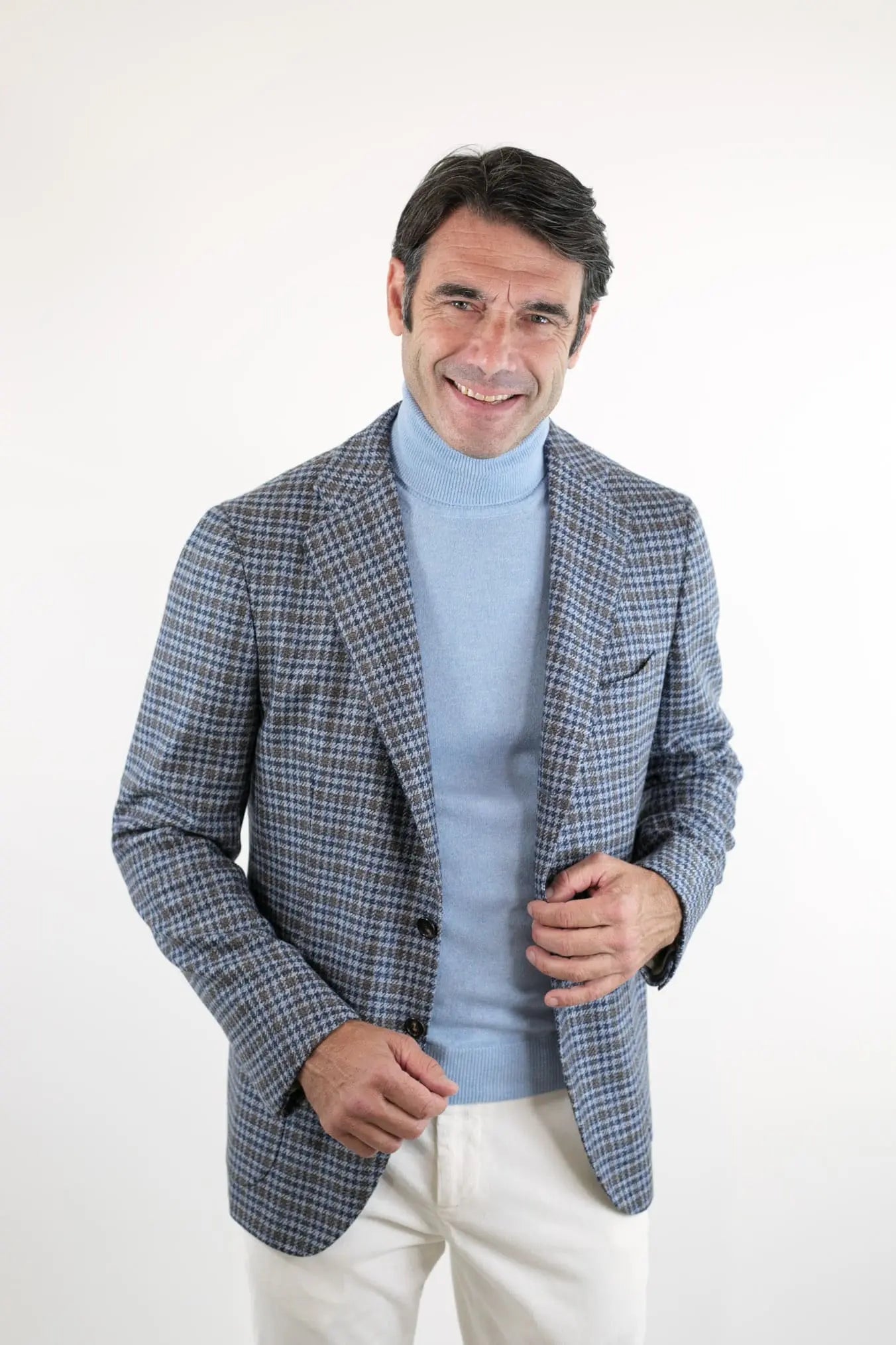 CESARE ATTOLINI Giacca Monopetto Pied de Poule Cashmere