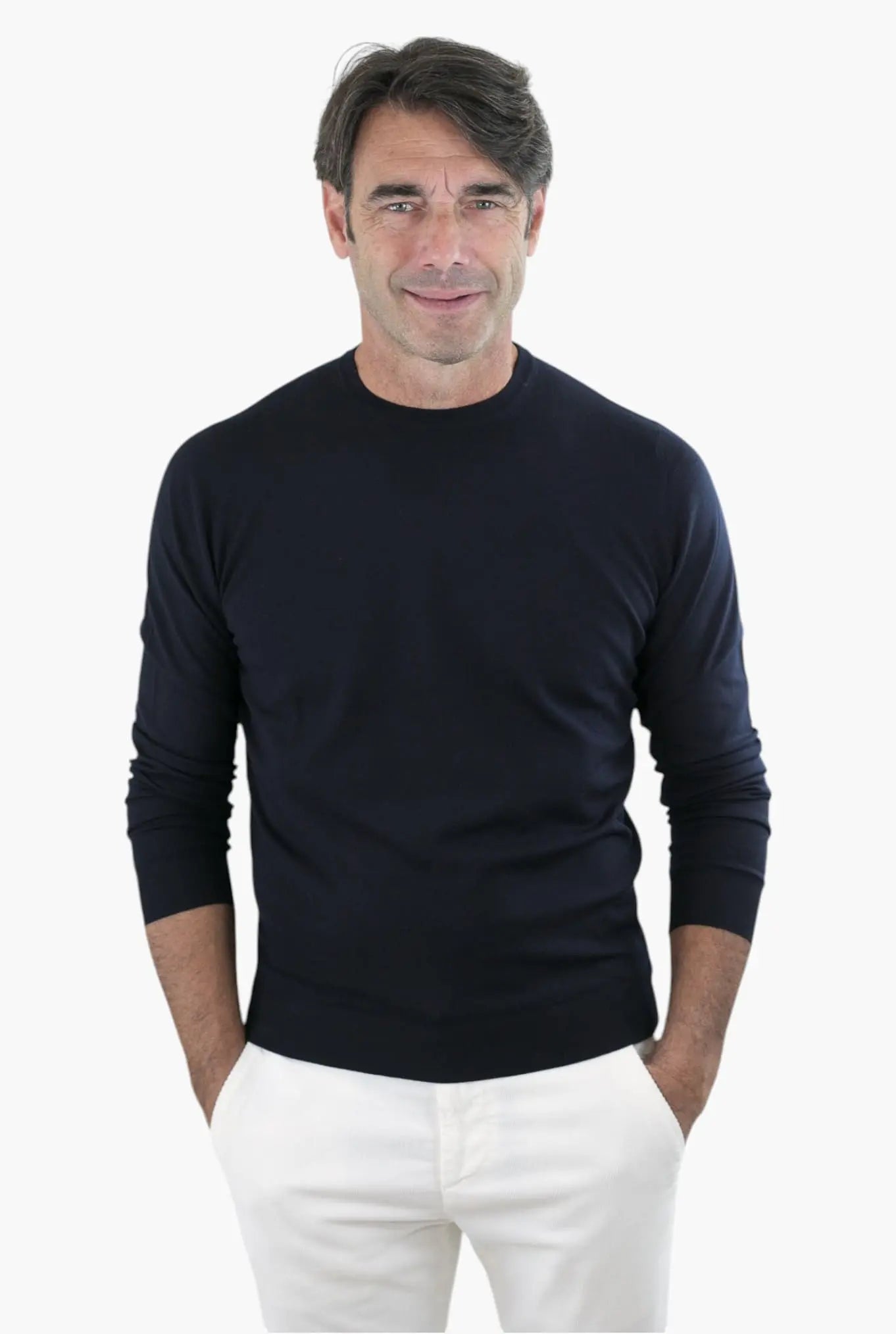Girocollo Kid Wool 12.8 Micron Blu Scuro - Guarino Store