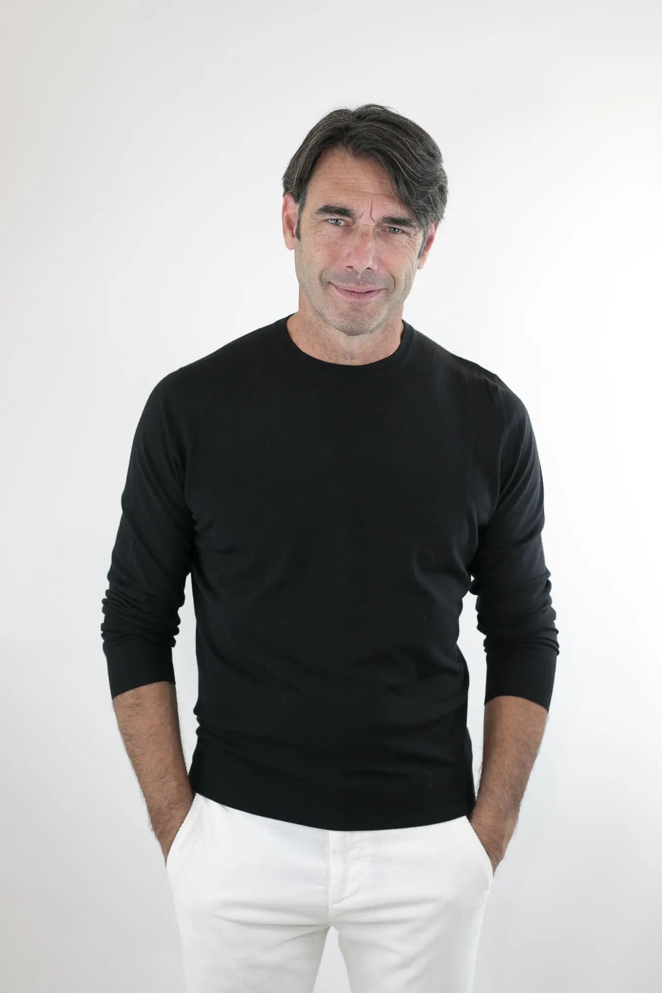 Girocollo Kid Wool 12.8 Micron Nero - Guarino Store