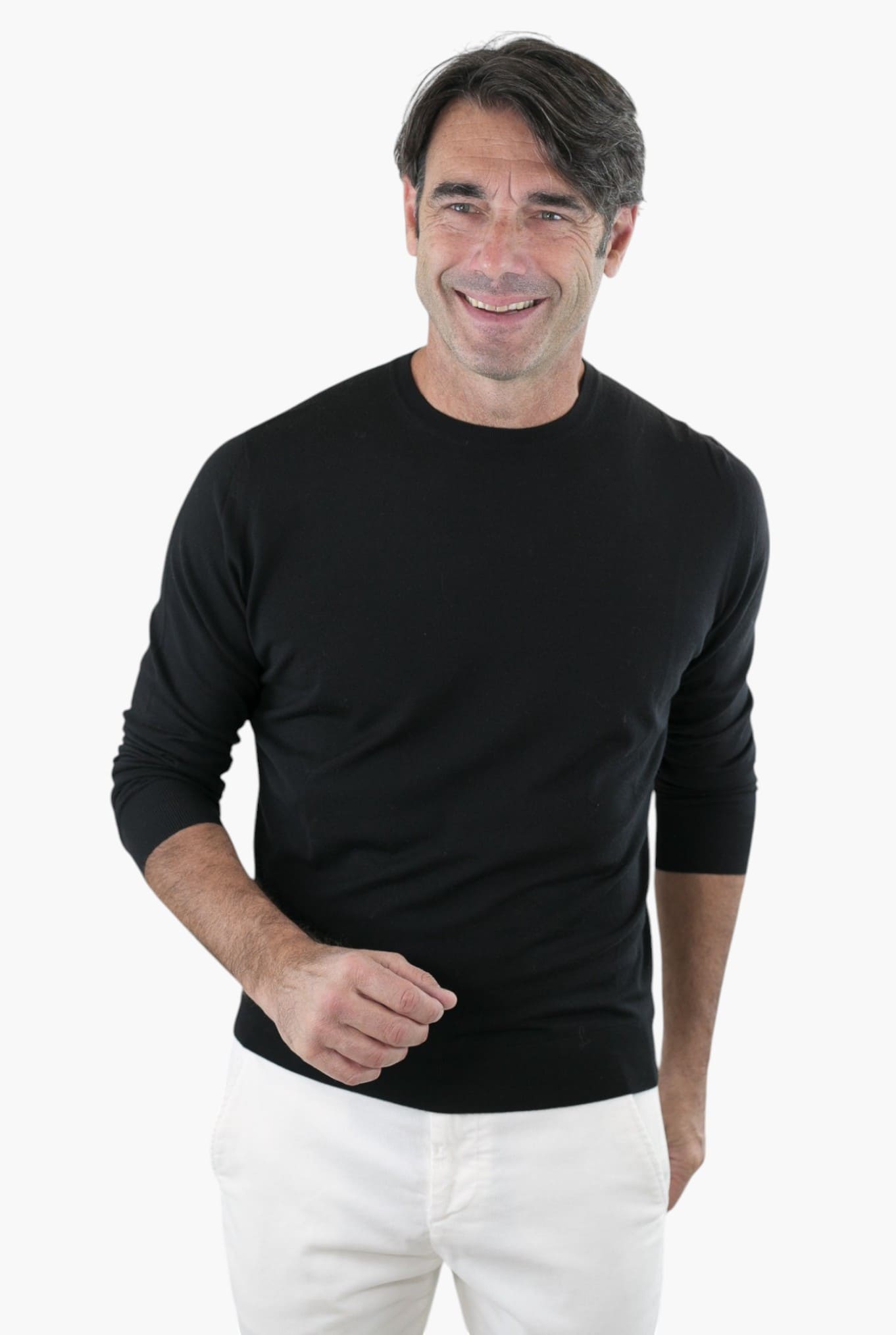 Girocollo Kid Wool 12.8 Micron Nero - Guarino Store