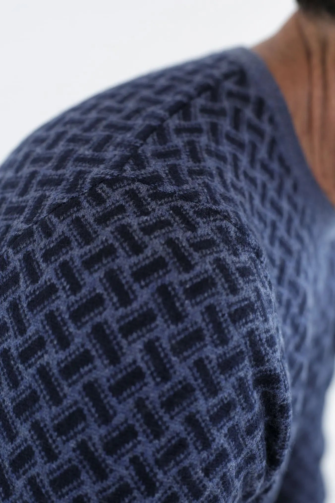 Girocollo Jacquard Cashmere Blu - Guarino Store