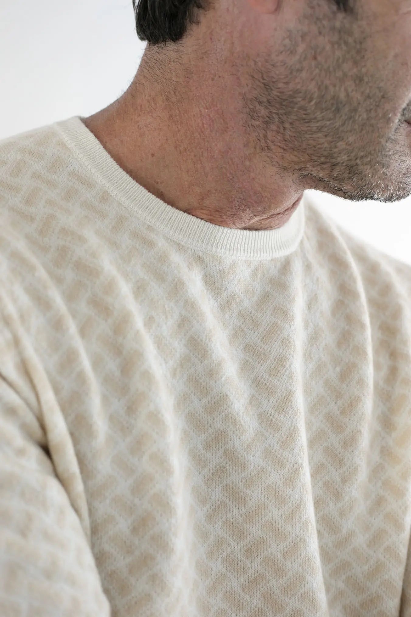 Girocollo Jacquard Cashmere Beige Chiaro - Guarino Store