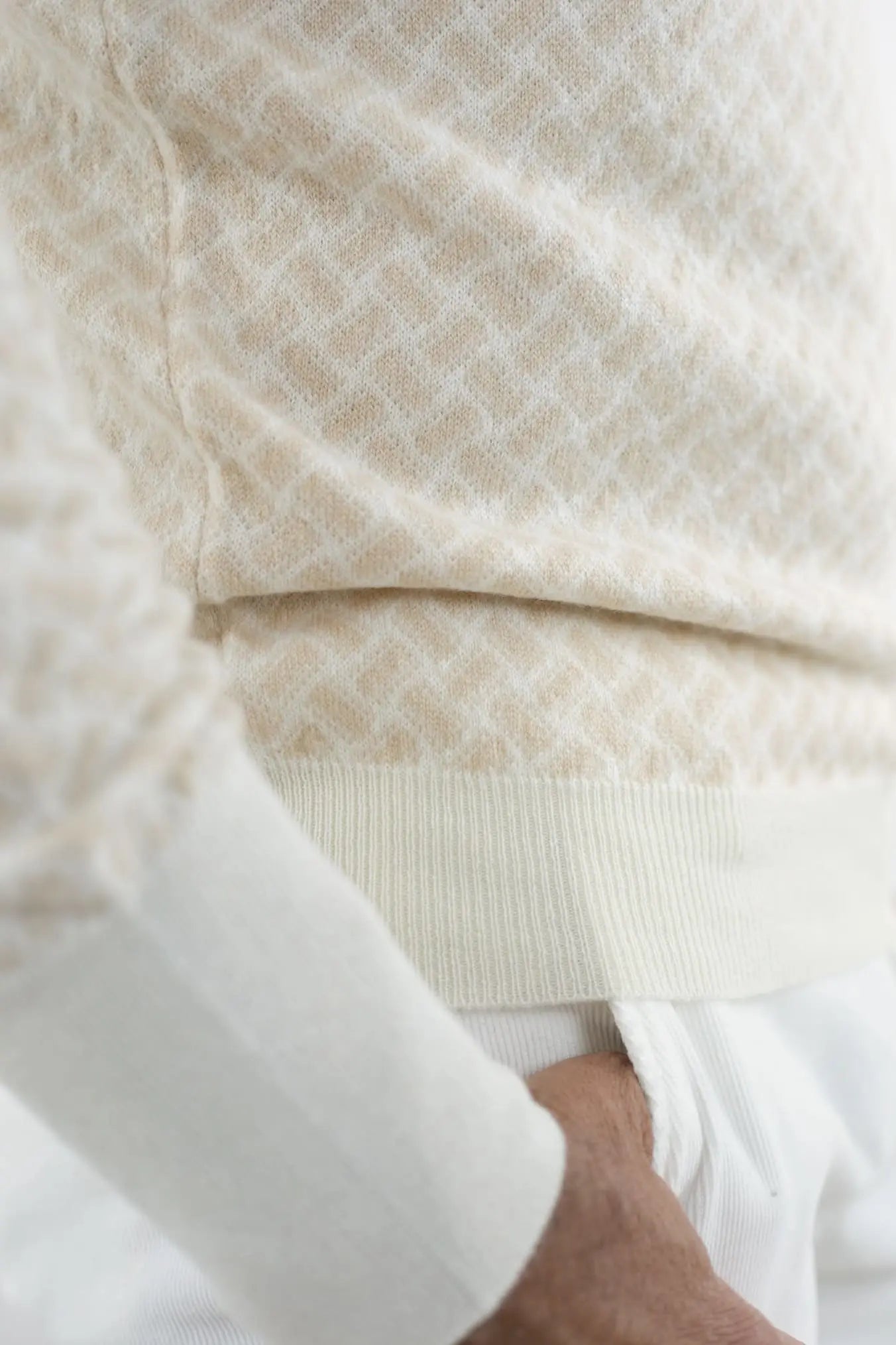Girocollo Jacquard Cashmere Beige Chiaro - Guarino Store