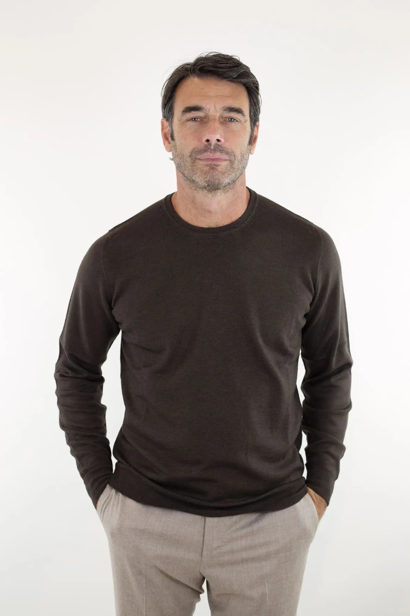 Girocollo Lana Merino Extrafine Testa di Moro - Guarino Store