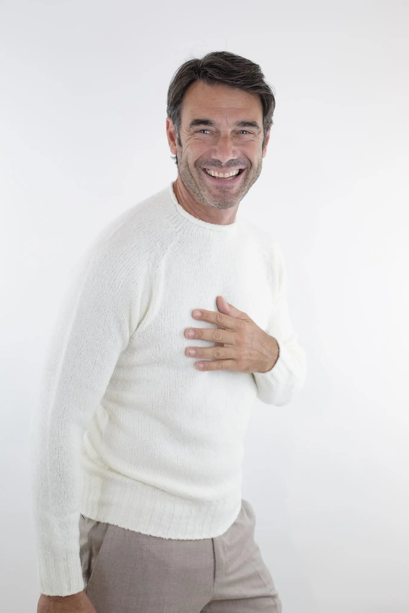 Maglia Malfile' Collo Mezzo Cratere Bianco - Guarino Store