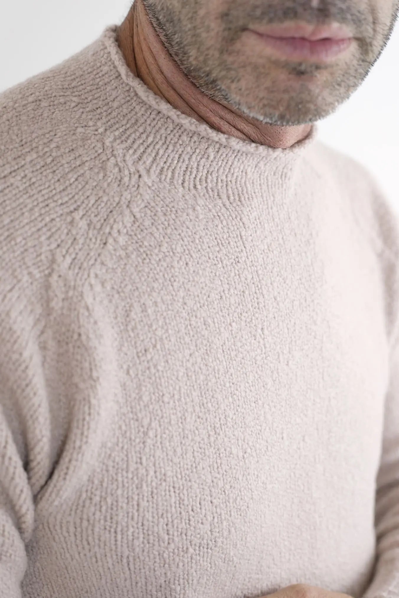 Maglia Malfile' Collo Mezzo Cratere Beige - Guarino Store