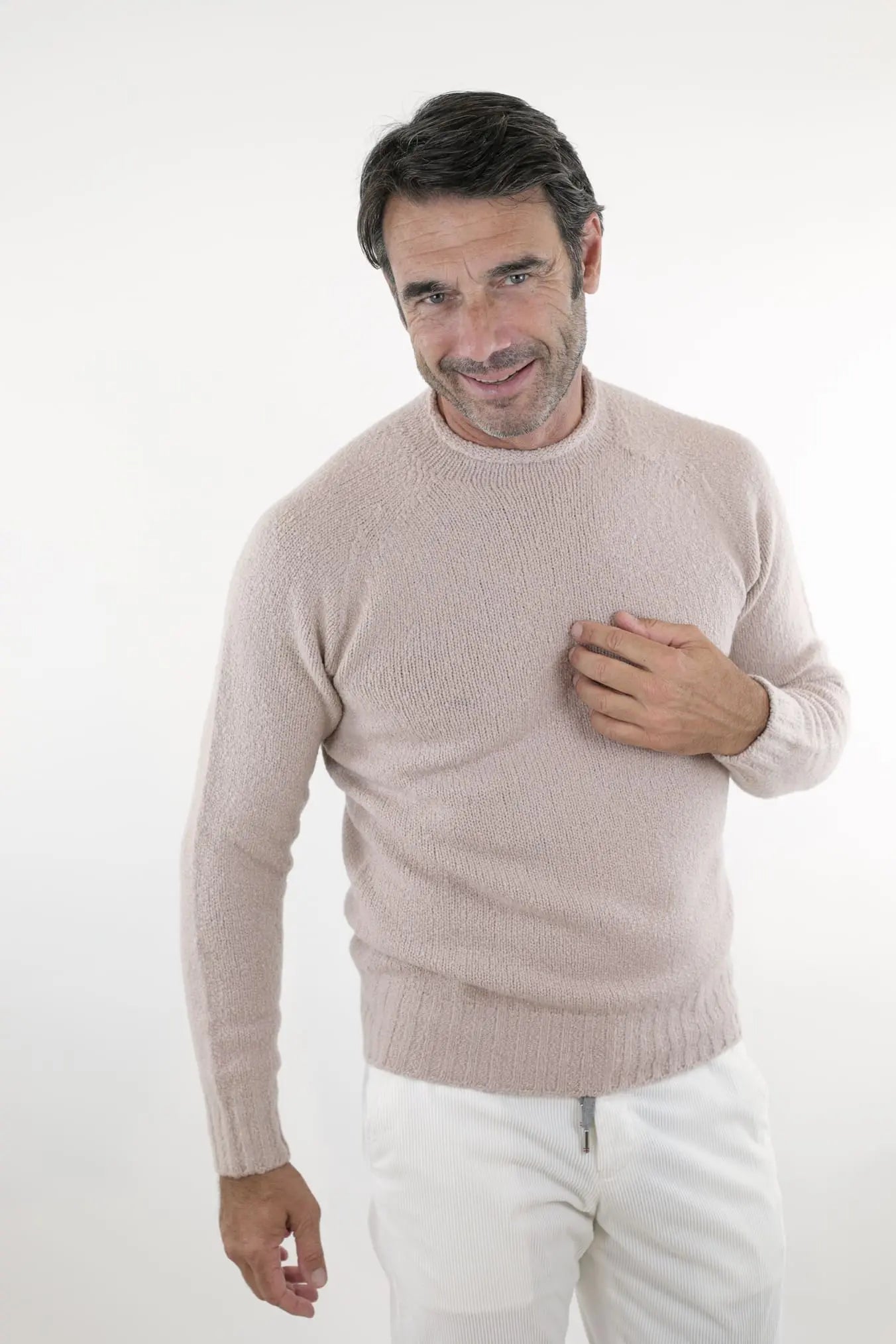 Maglia Malfile' Collo Mezzo Cratere Beige - Guarino Store