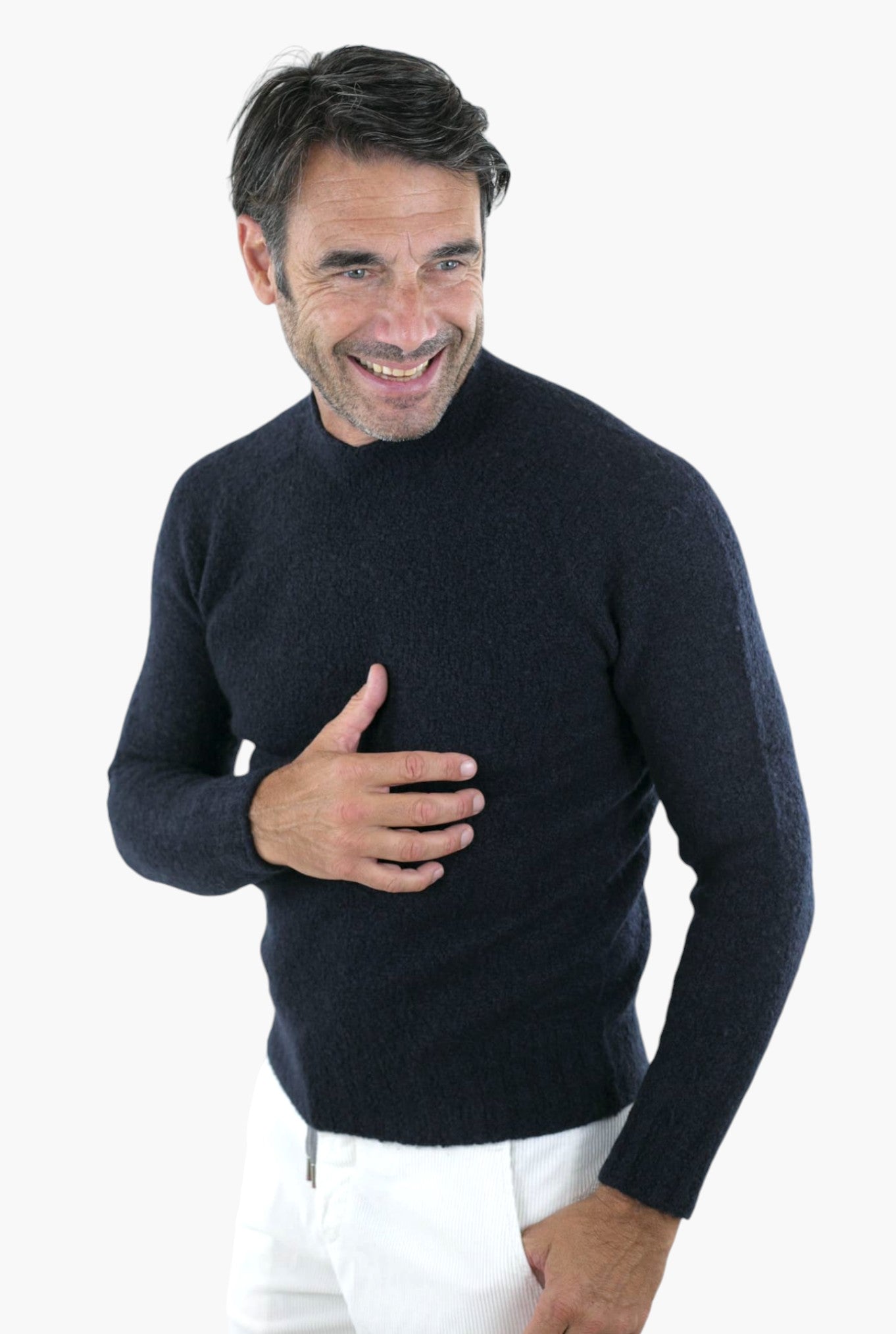 Maglia Malfile' Collo Mezzo Cratere Blu - Guarino Store