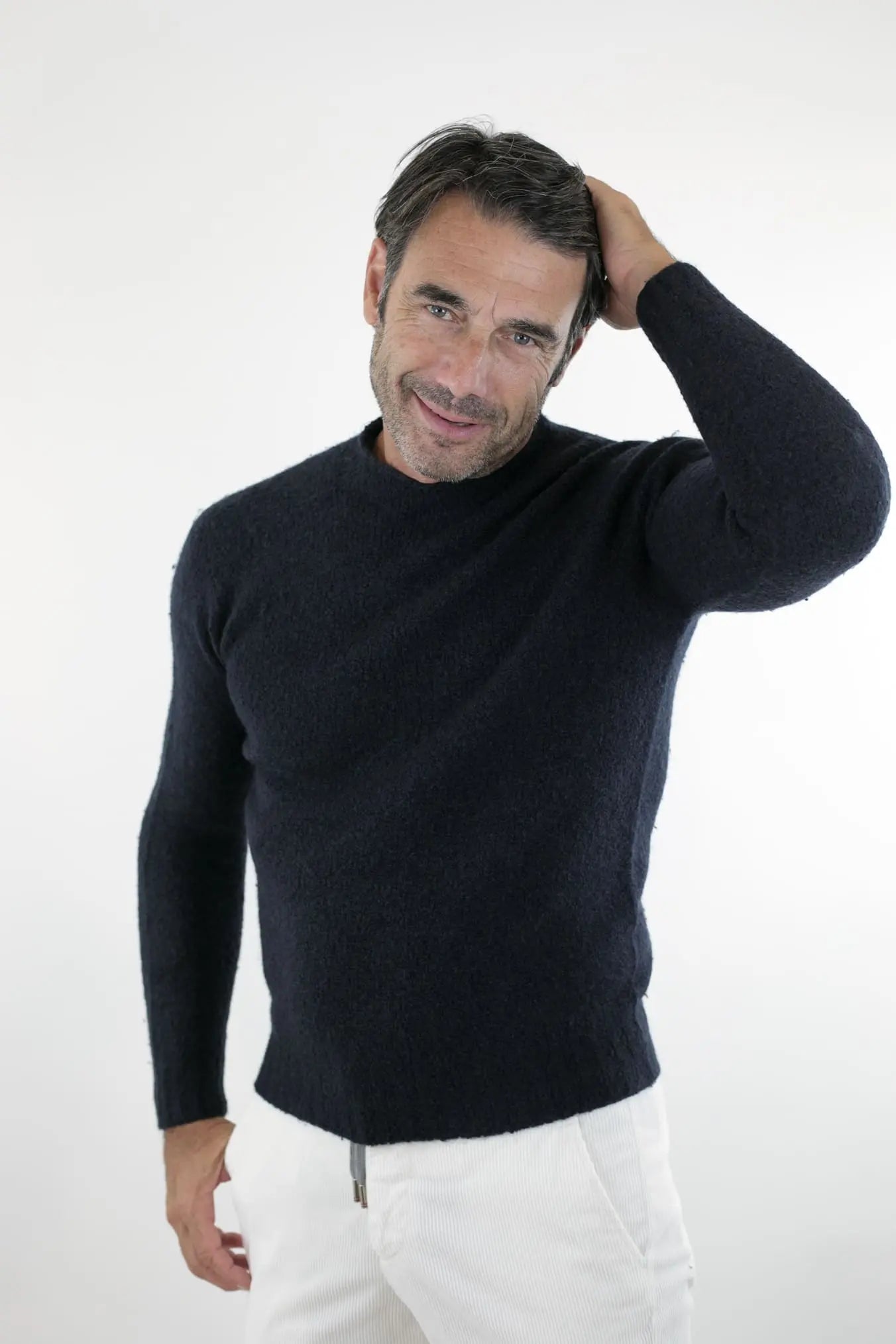 Maglia Malfile' Collo Mezzo Cratere Blu - Guarino Store