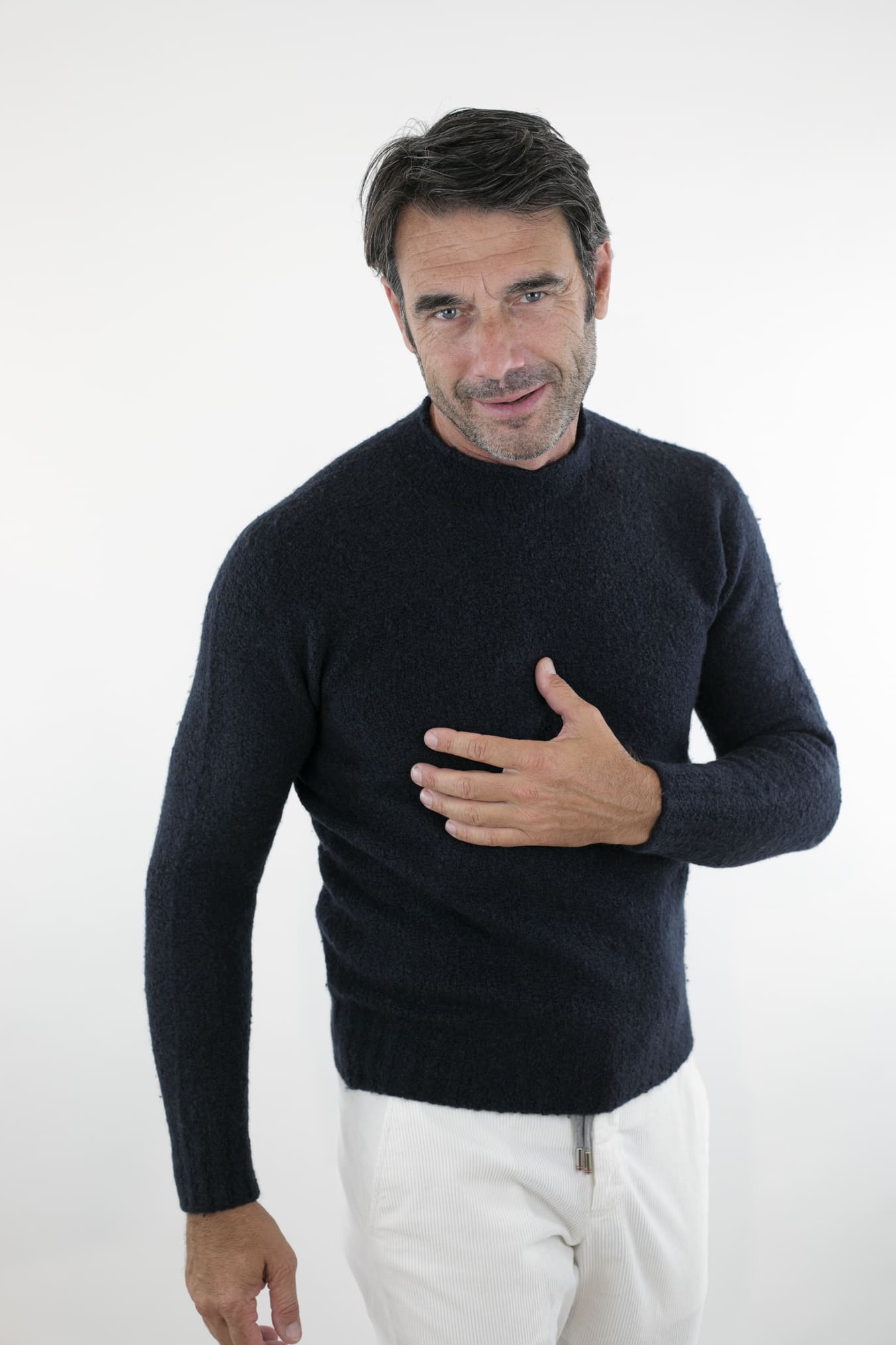 Maglia Malfile' Collo Mezzo Cratere Blu - Guarino Store