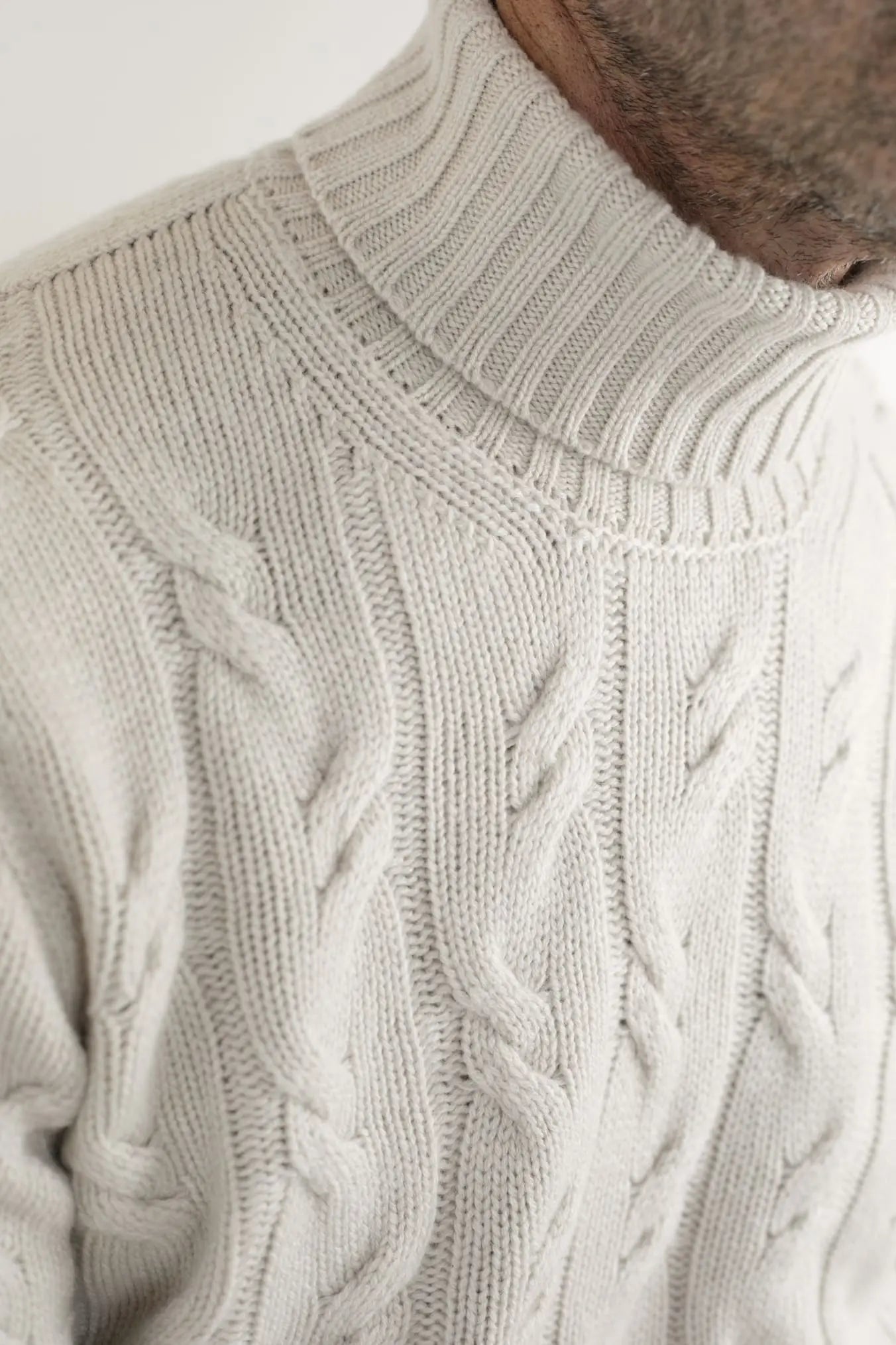 Dolcevita Cashmere a Trecce Beige Corda - Guarino Store