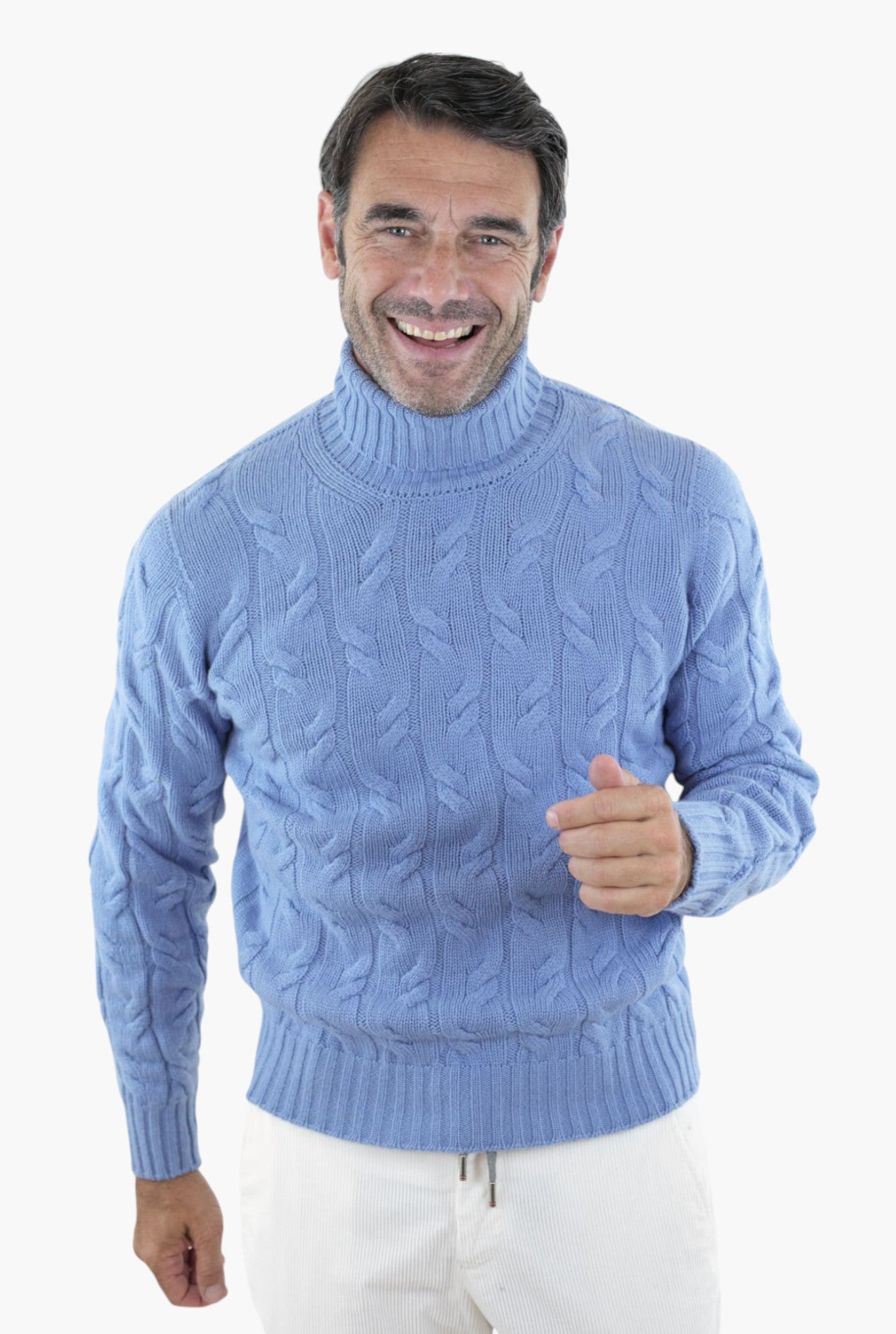 Dolcevita Cashmere a Trecce Azzurro - Guarino Store