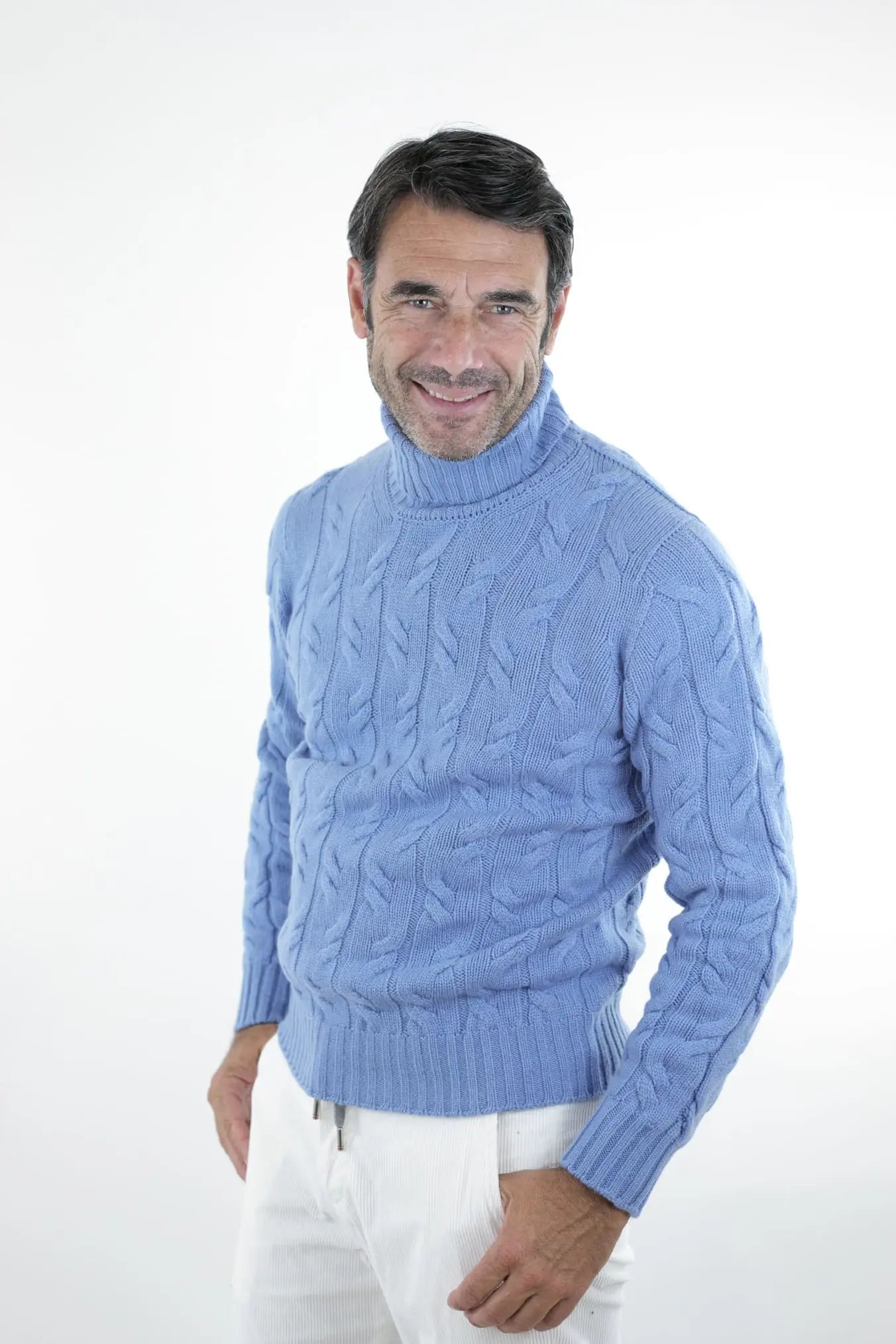 Dolcevita Cashmere a Trecce Azzurro - Guarino Store