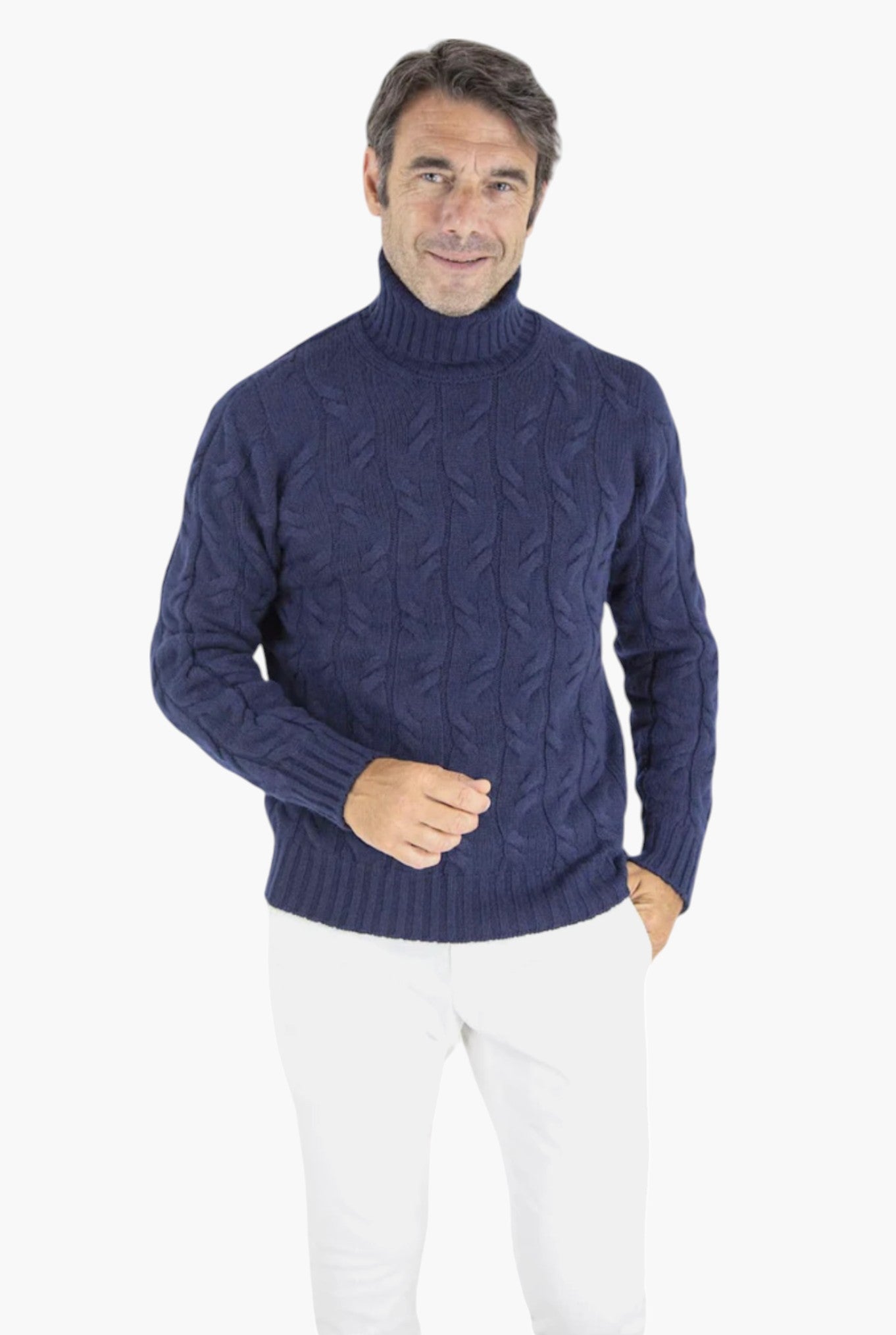 Dolcevita Cashmere a Trecce Blu Navy - Guarino Store