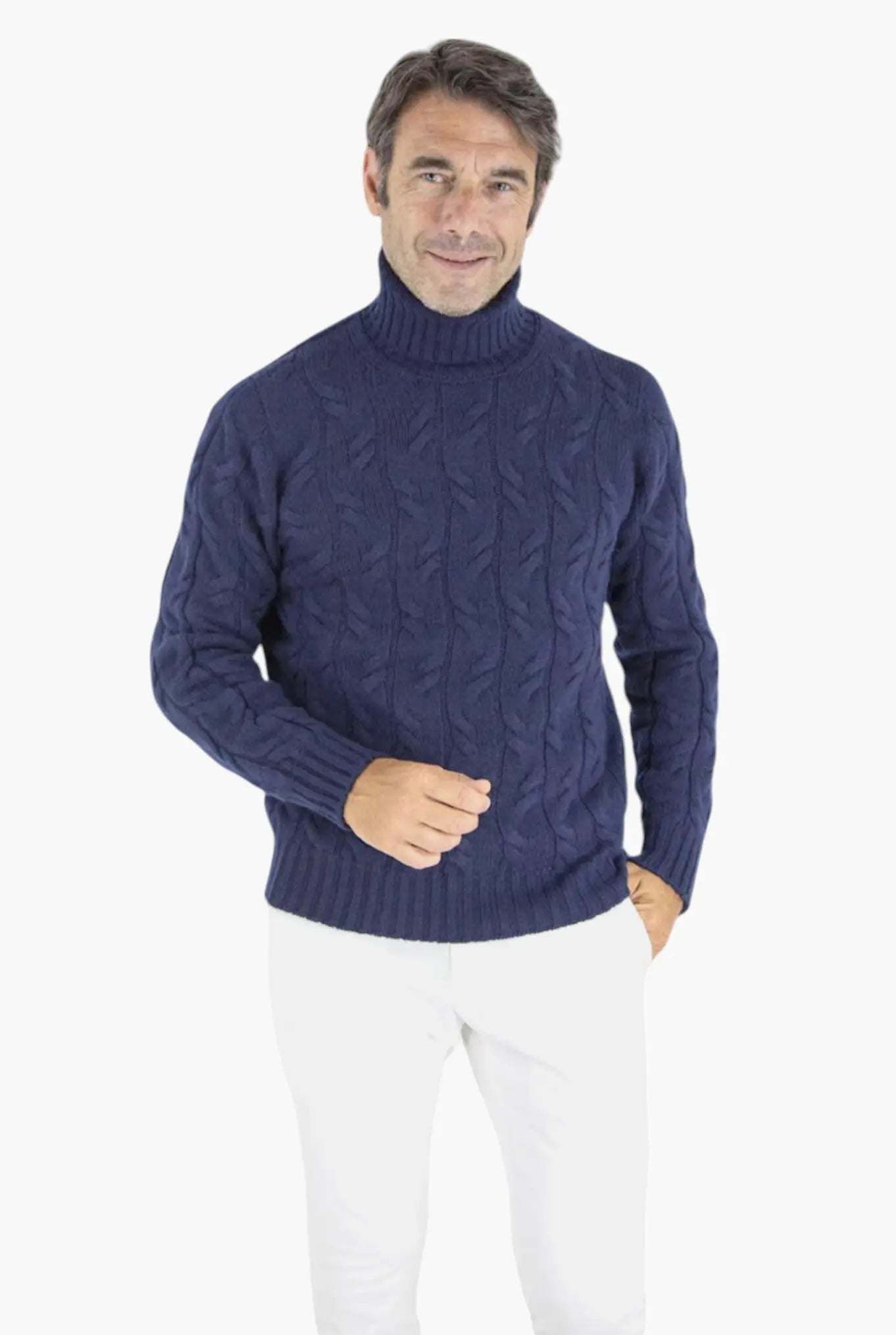 Dolcevita Cashmere a Trecce Blu Navy - Guarino Store