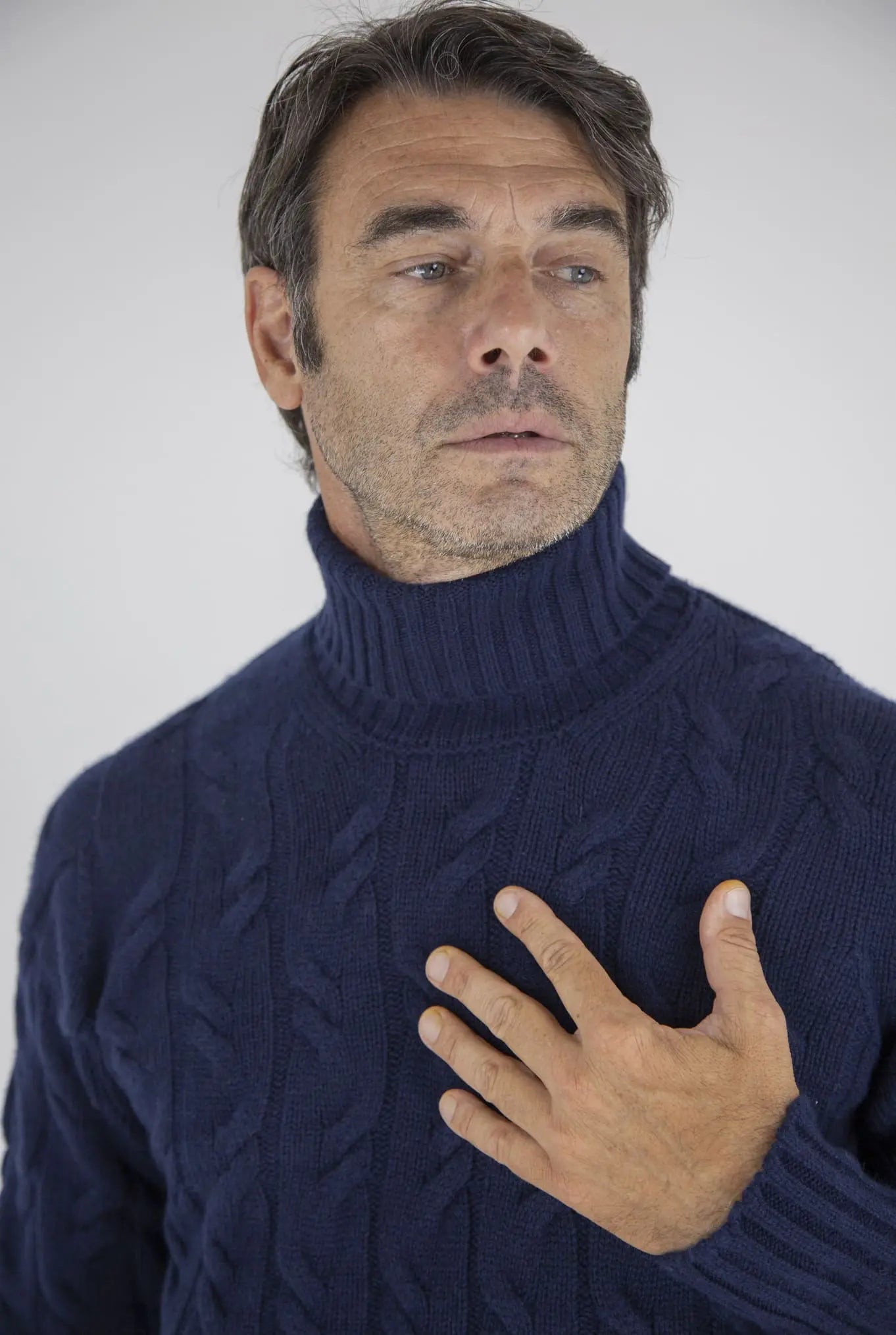 Dolcevita Cashmere a Trecce Blu Navy - Guarino Store