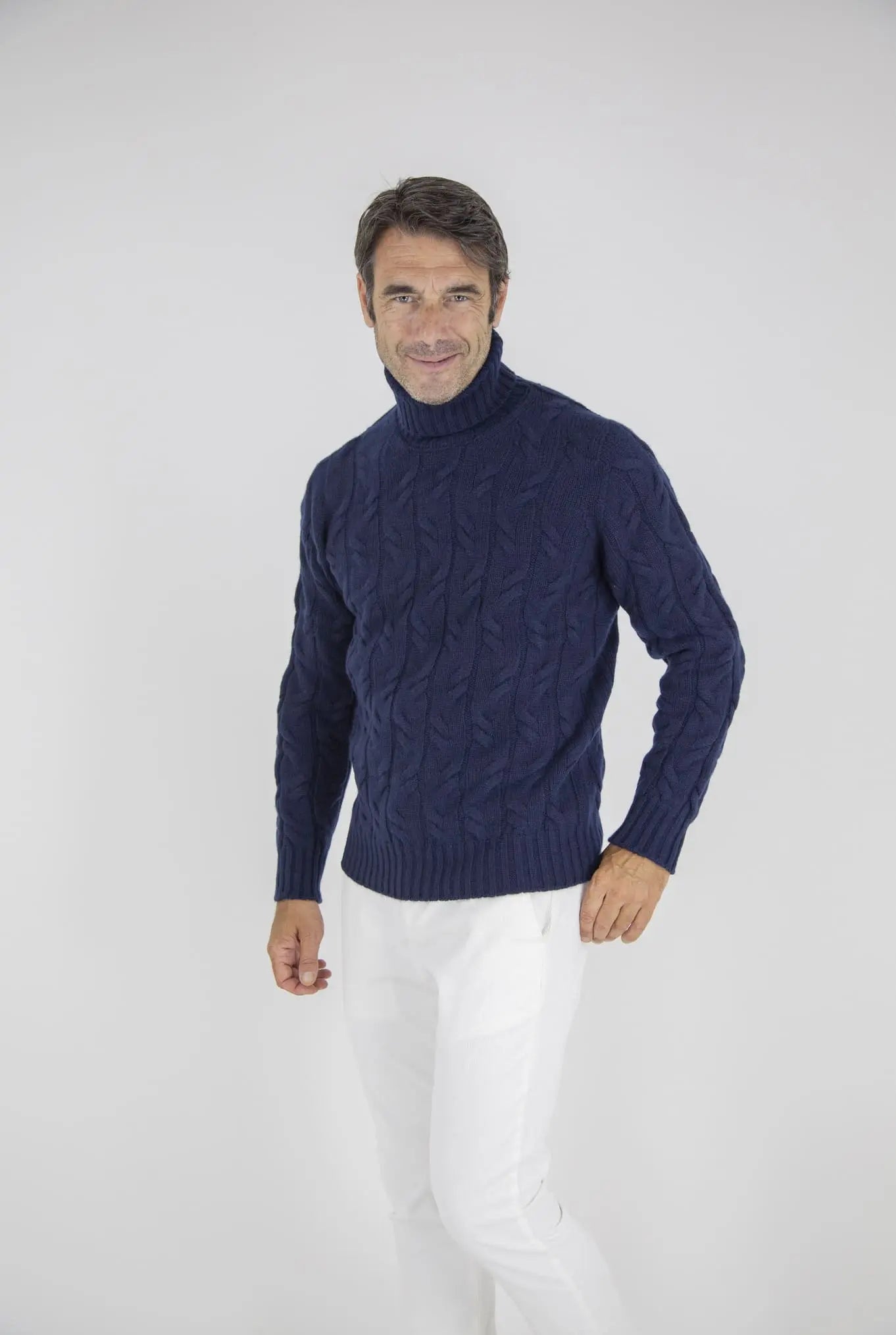 Dolcevita Cashmere a Trecce Blu Navy - Guarino Store