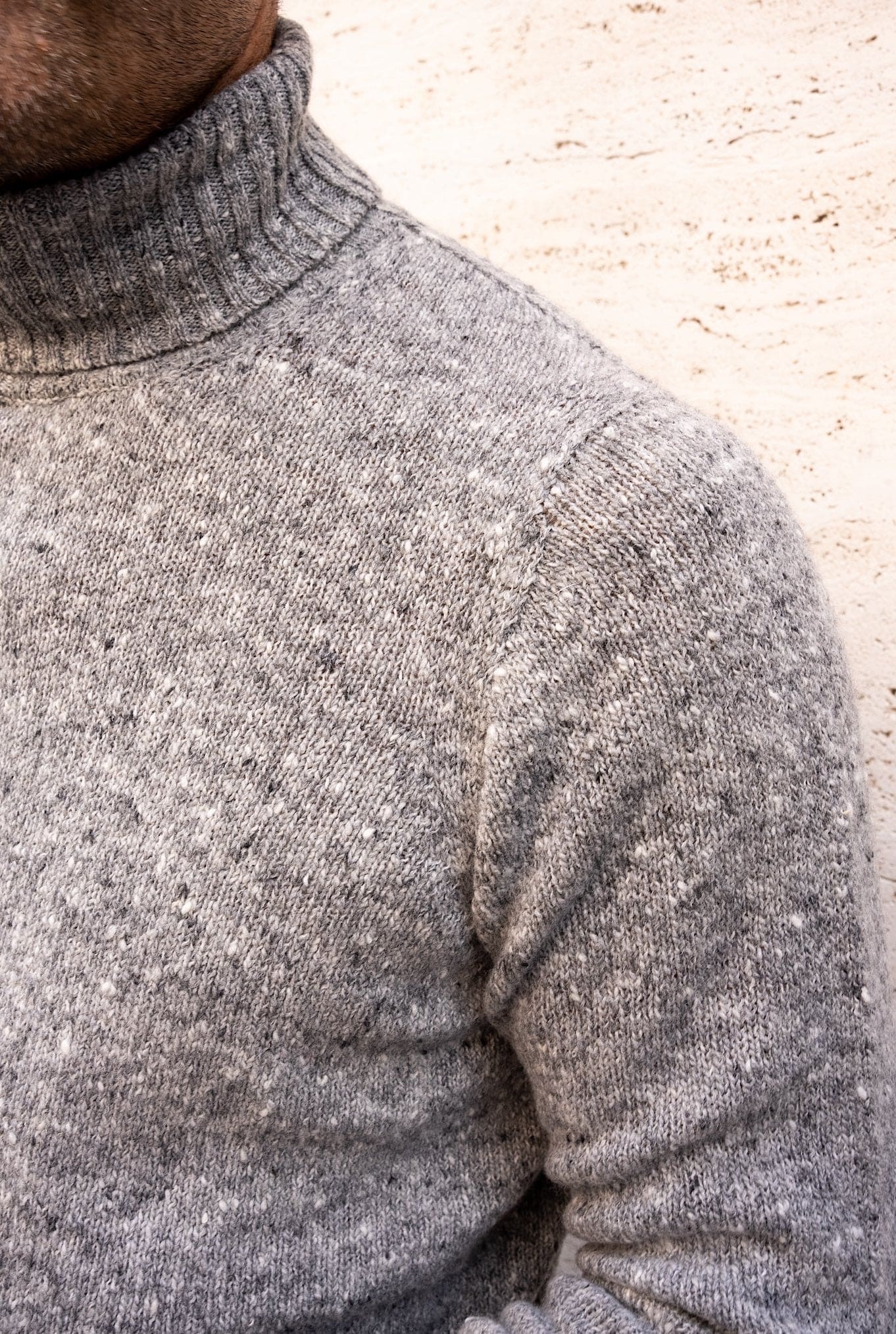 Dolcevita Tweed Lana e Cashmere Grigio Chiaro - Guarino Store