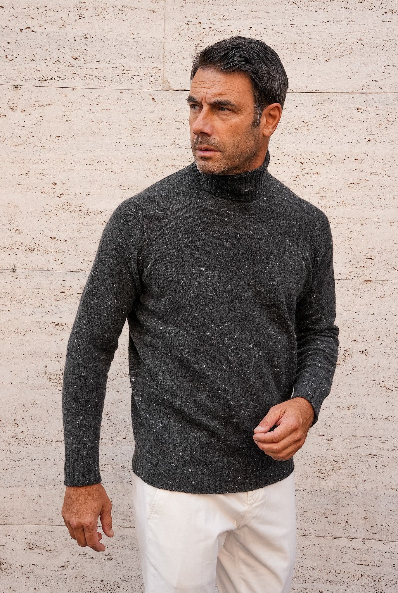 Dolcevita Tweed Lana e Cashmere Antracite - Guarino Store