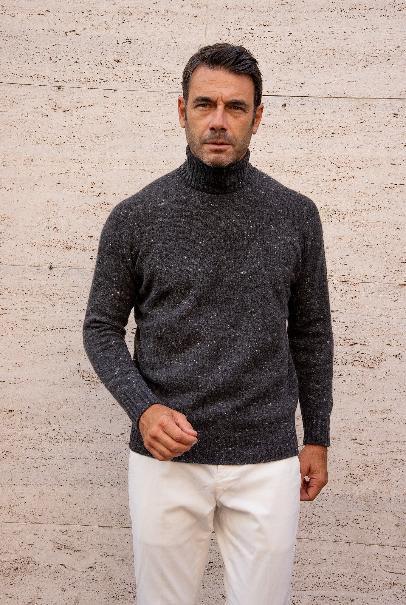 Dolcevita Tweed Lana e Cashmere Antracite - Guarino Store