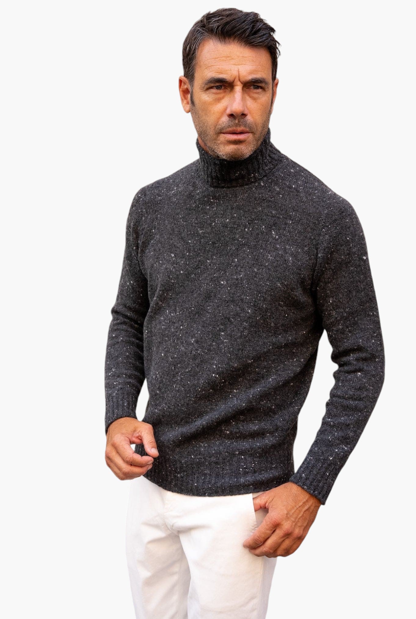 Dolcevita Tweed Lana e Cashmere Antracite - Guarino Store