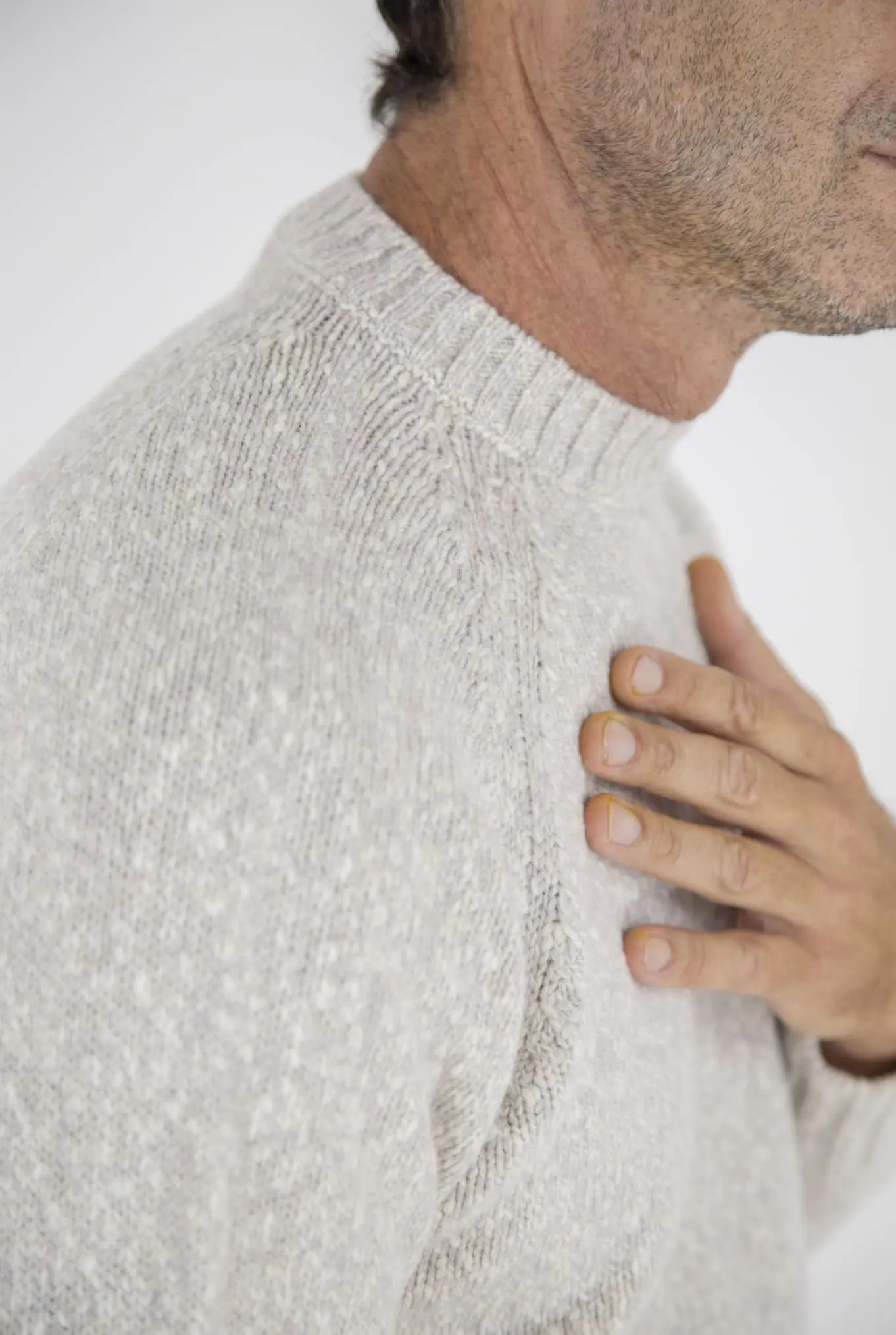 Maglia Girocollo Lambswool Beige Corda Mèlange - Guarino Store